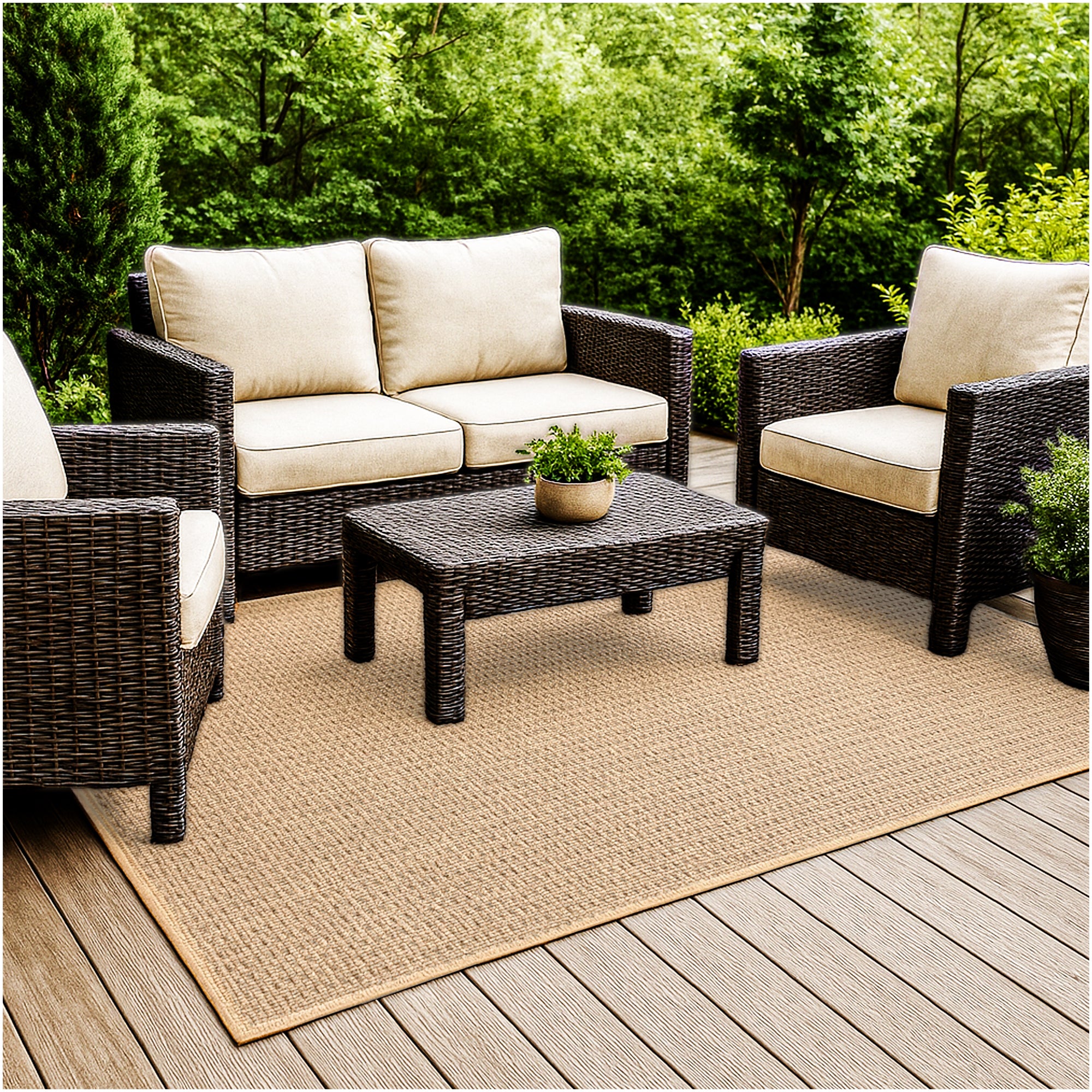 Interlace Waffle Pattern Indoor & Outdoor Rug – Eco-Friendly PET Fiber, Custom Sizes