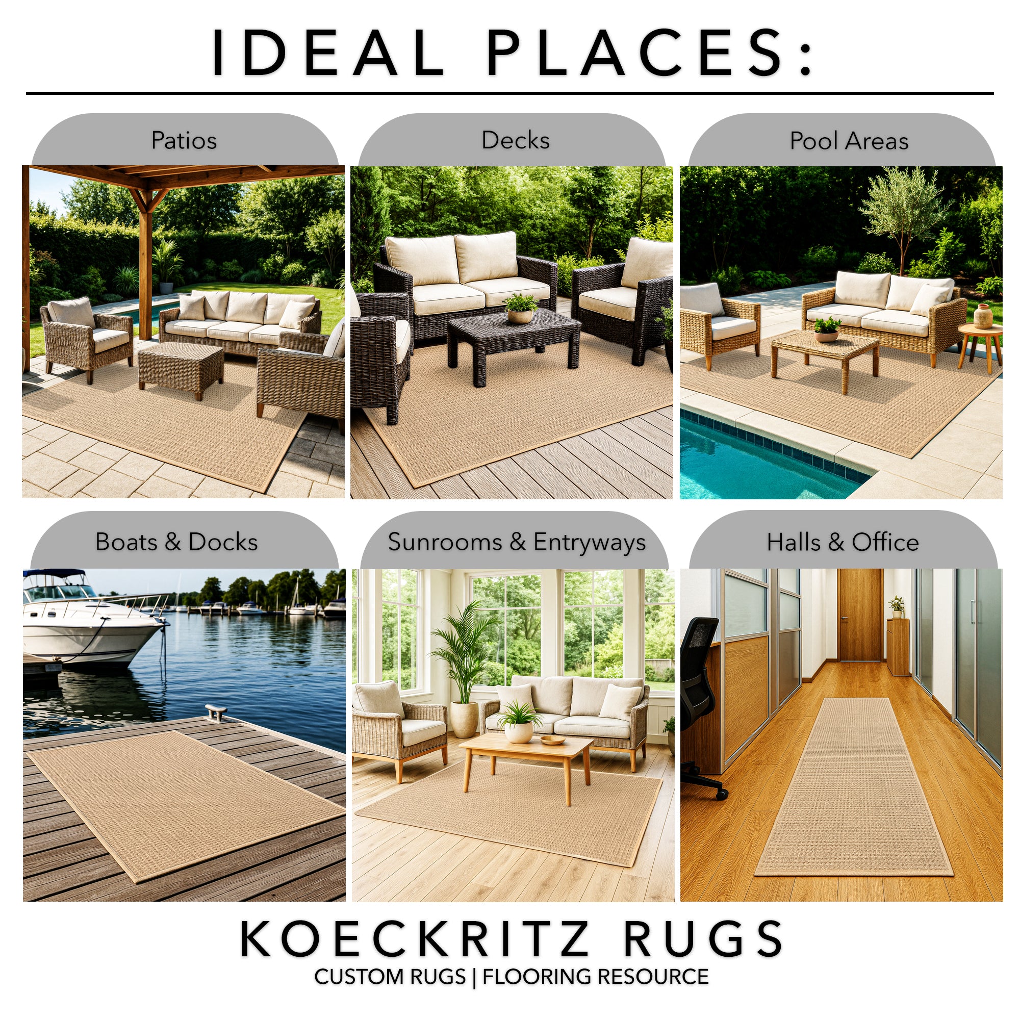 Interlace Waffle Pattern Indoor & Outdoor Rug – Eco-Friendly PET Fiber, Custom Sizes