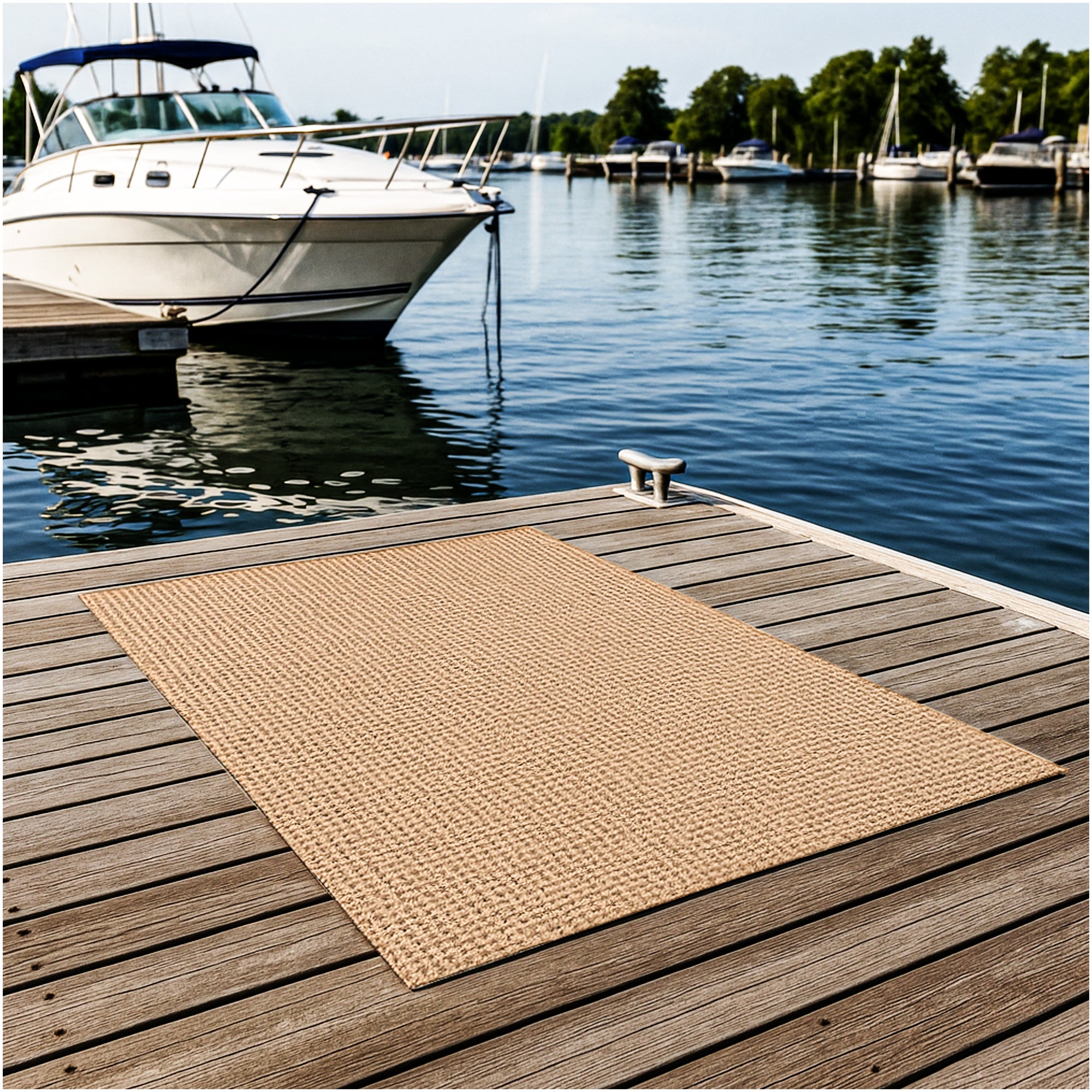 Interlace Waffle Pattern Indoor & Outdoor Rug – Eco-Friendly PET Fiber, Custom Sizes