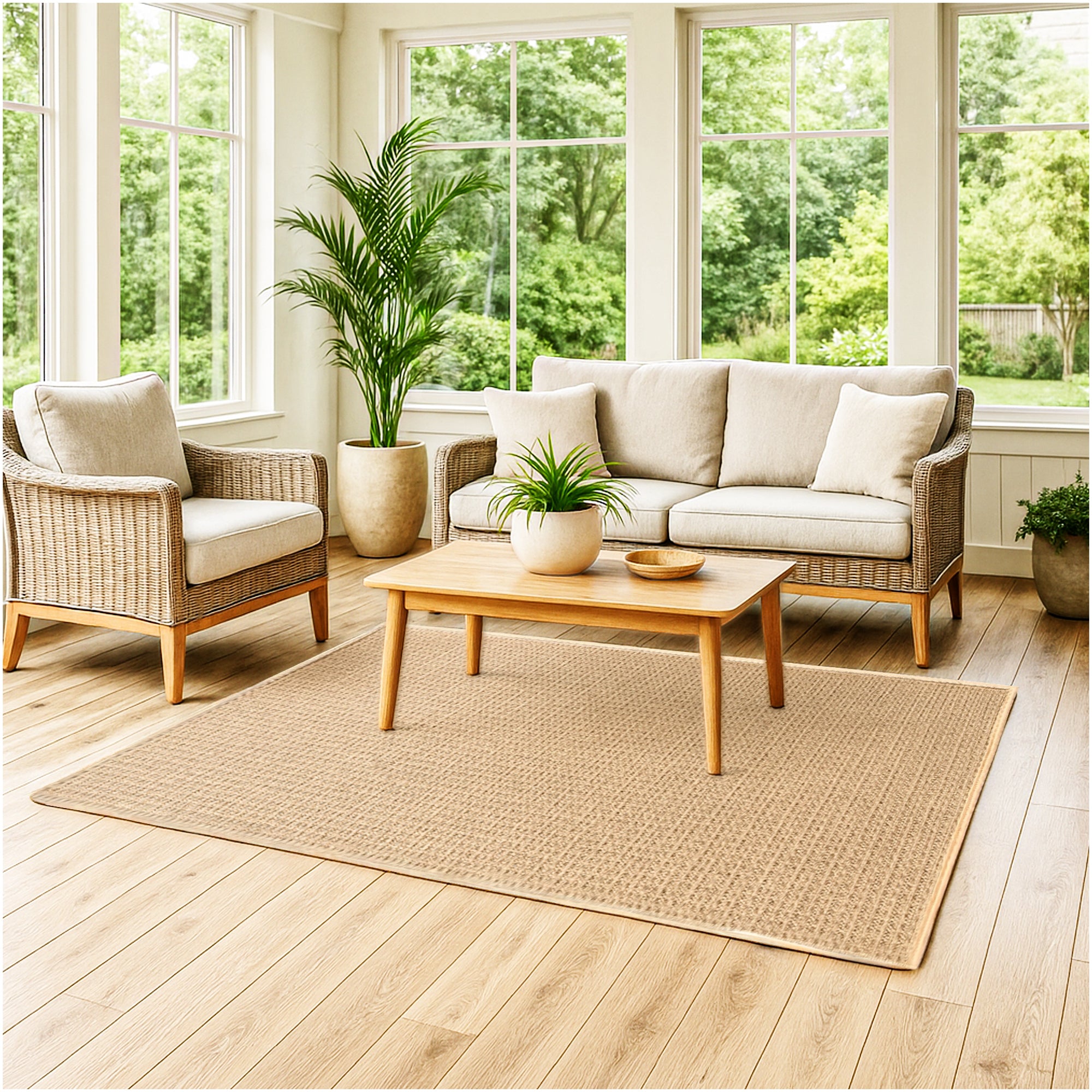 Interlace Waffle Pattern Indoor & Outdoor Rug – Eco-Friendly PET Fiber, Custom Sizes