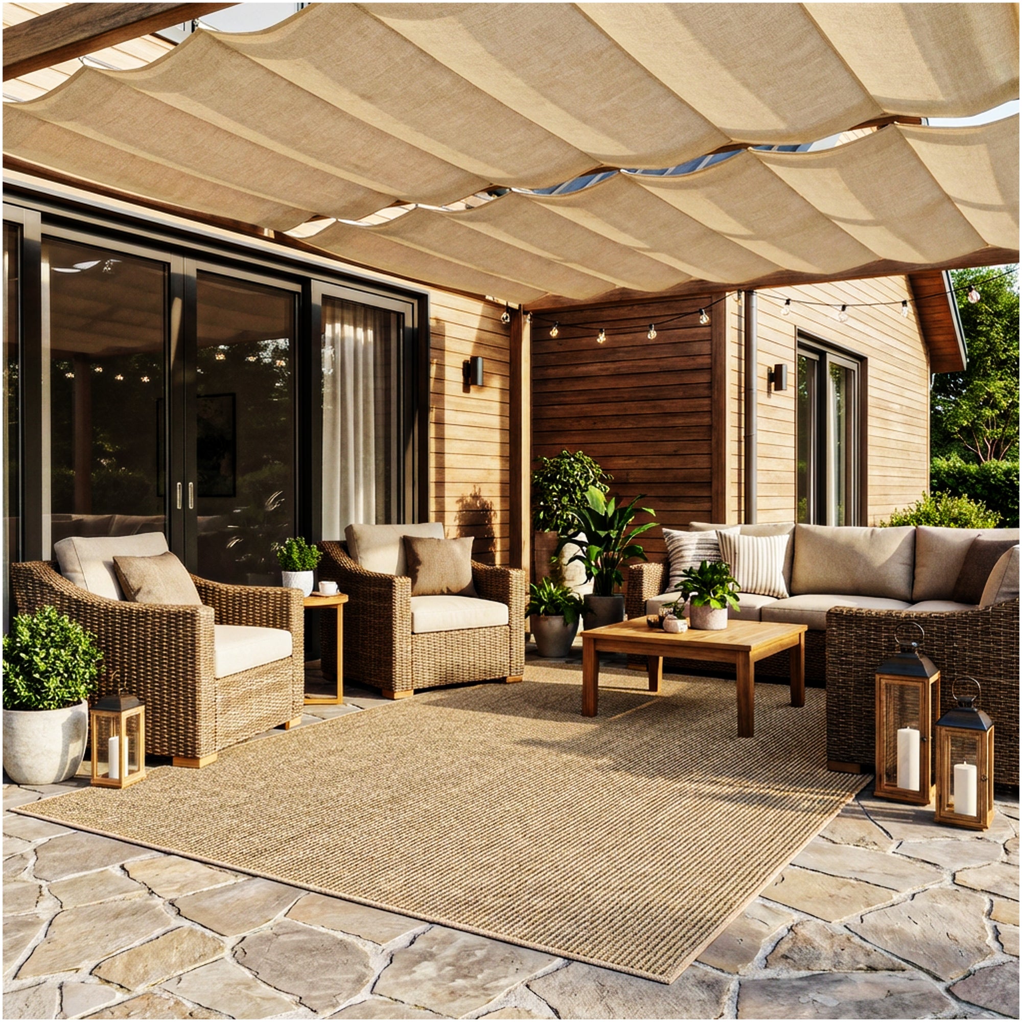 Wassaw Ribbed Indoor/Outdoor Area Rug – Lightweight PET Fiber, 6 Colors
