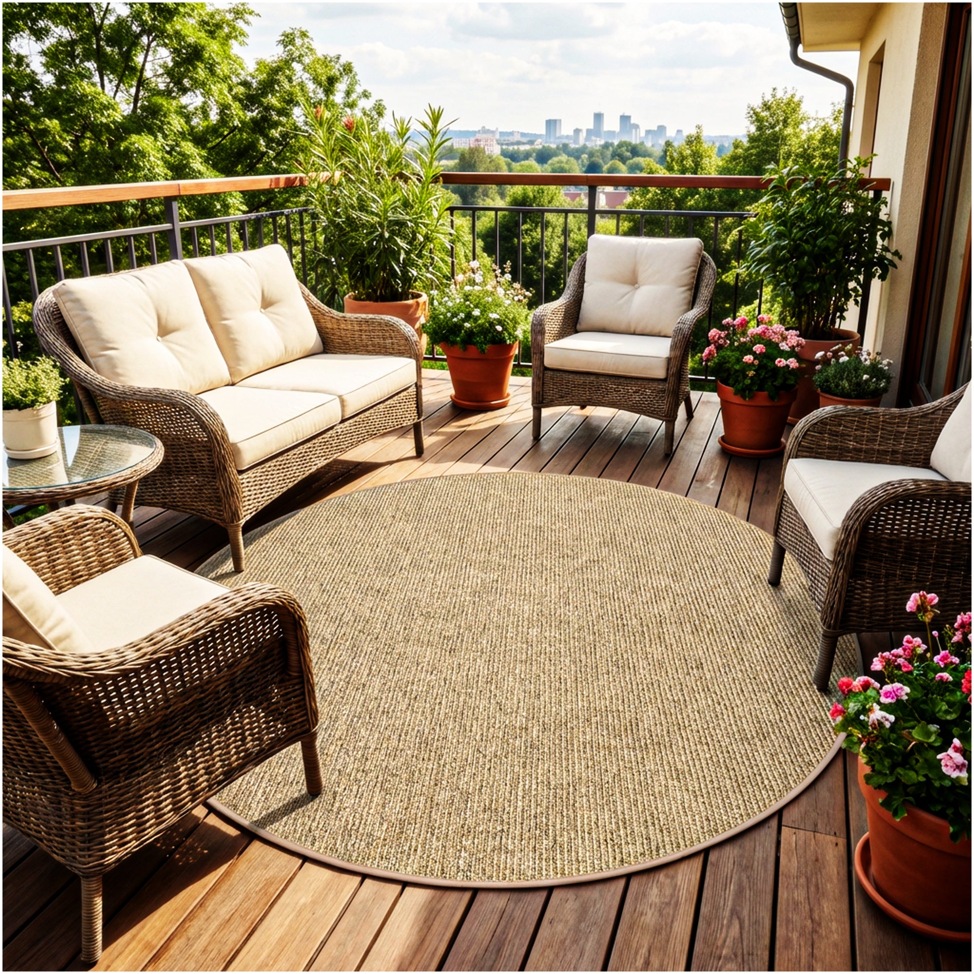 Wassaw Ribbed Indoor/Outdoor Area Rug – Lightweight PET Fiber, 6 Colors