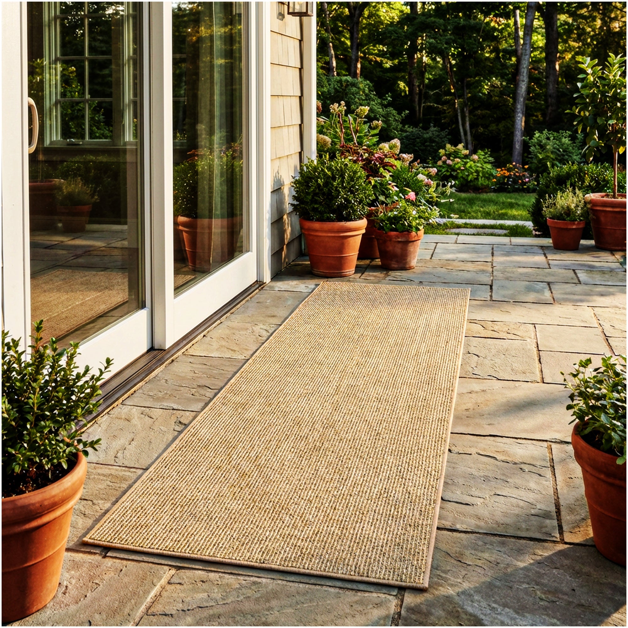 Wassaw Ribbed Indoor/Outdoor Area Rug – Lightweight PET Fiber, 6 Colors