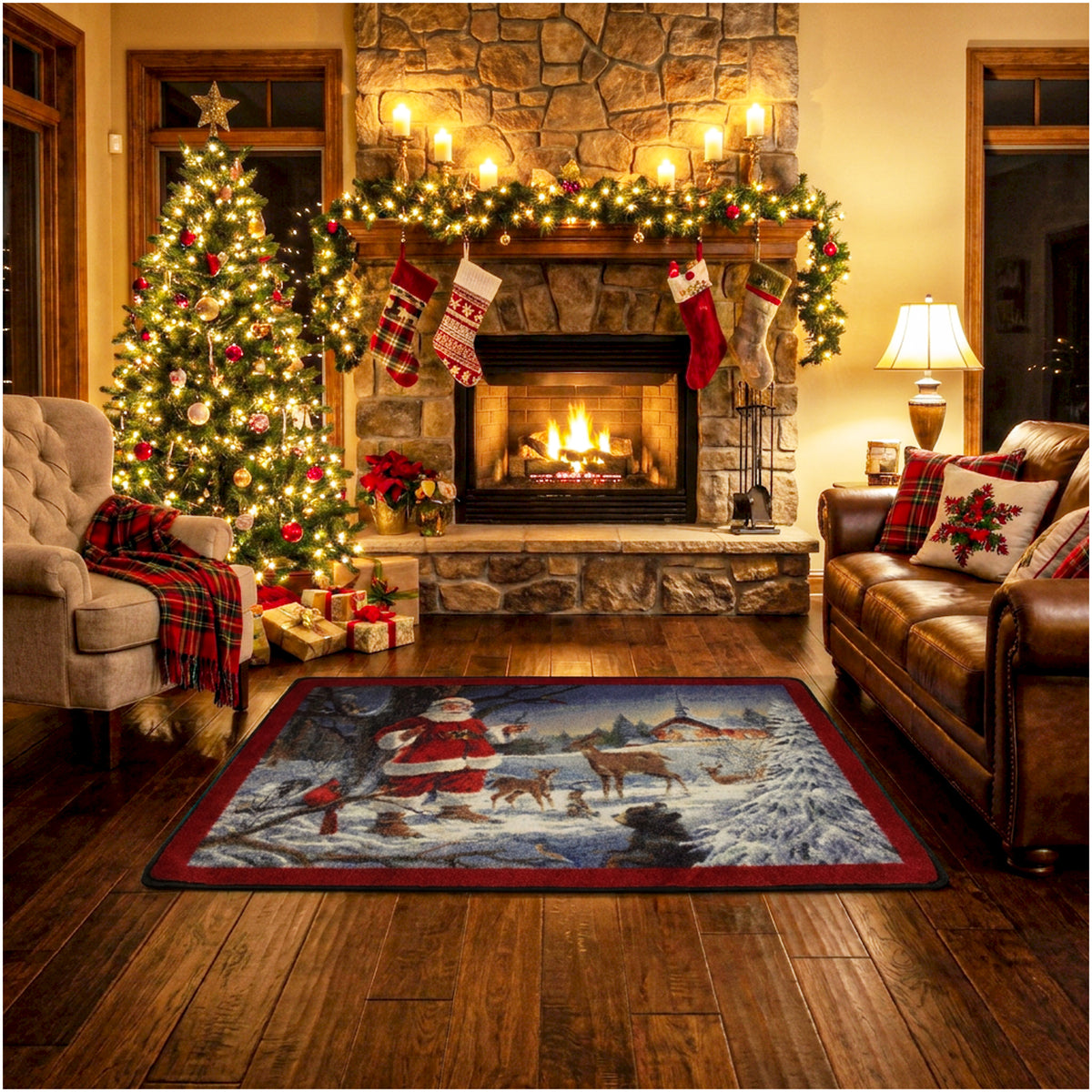 Christmas Service Santa Holiday Area Rug