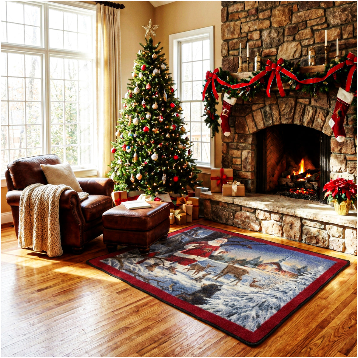 Christmas Service Santa Holiday Area Rug