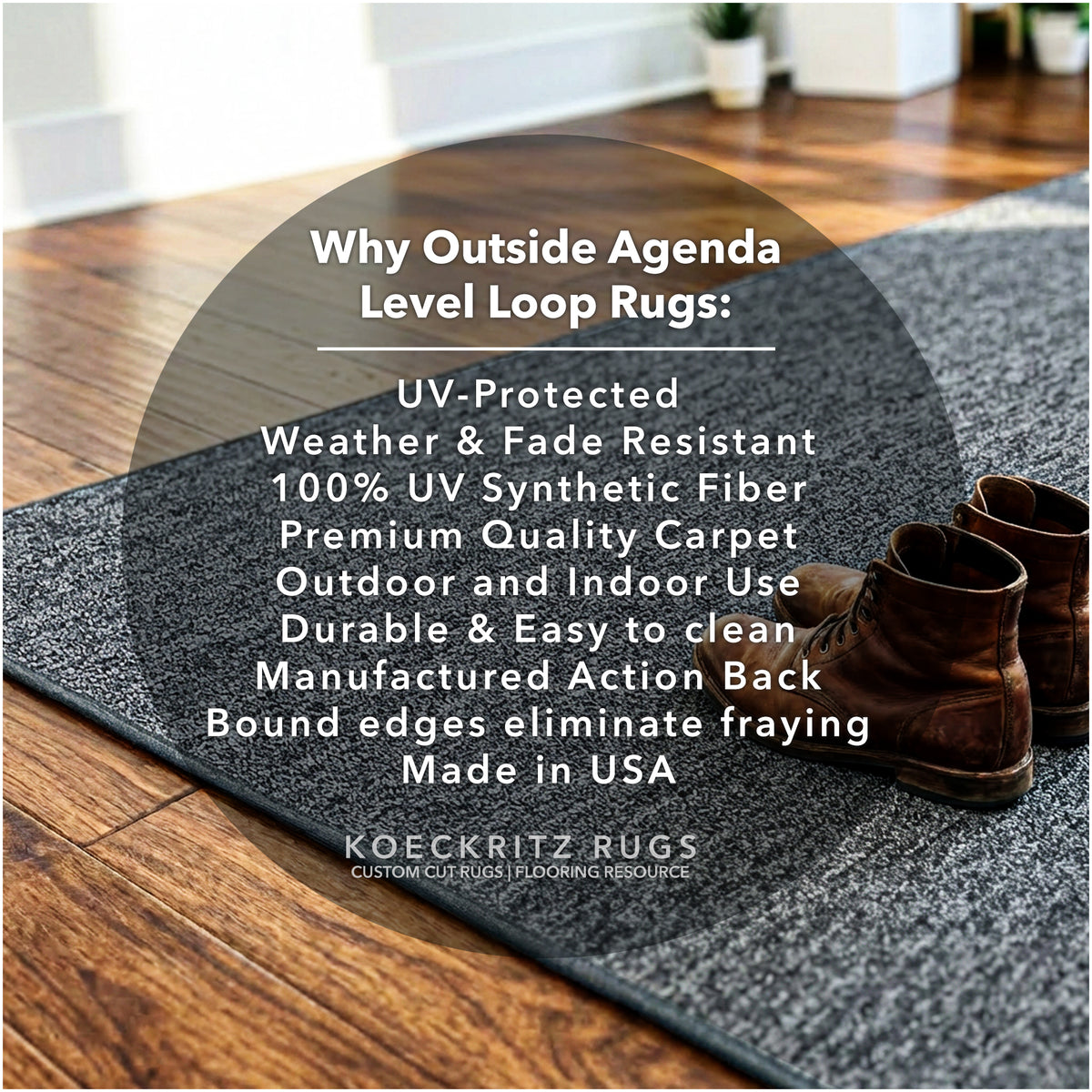 Outside Agenda Indoor Outdoor Rug | Durable Level Loop Rug in Custom Sizes