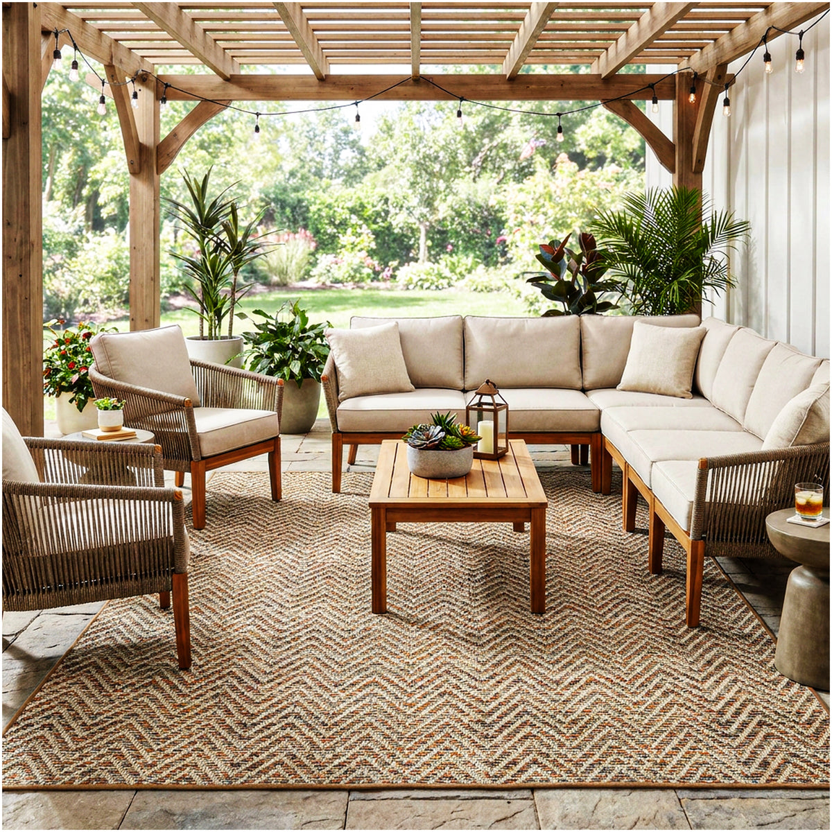 Tortola Chevron Indoor-Outdoor Area Rug | Custom Sizes Available