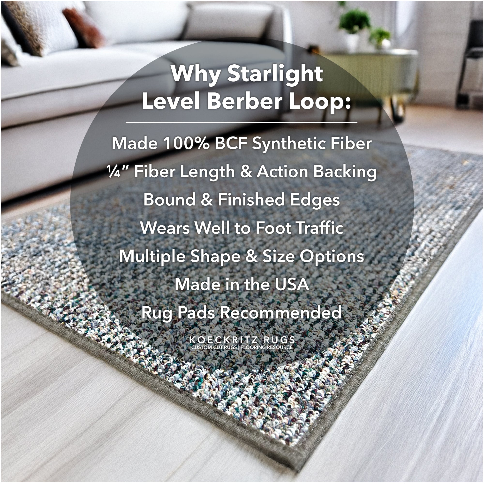 Starlight Level Berber Loop Indoor Area Rug Carpet Collection