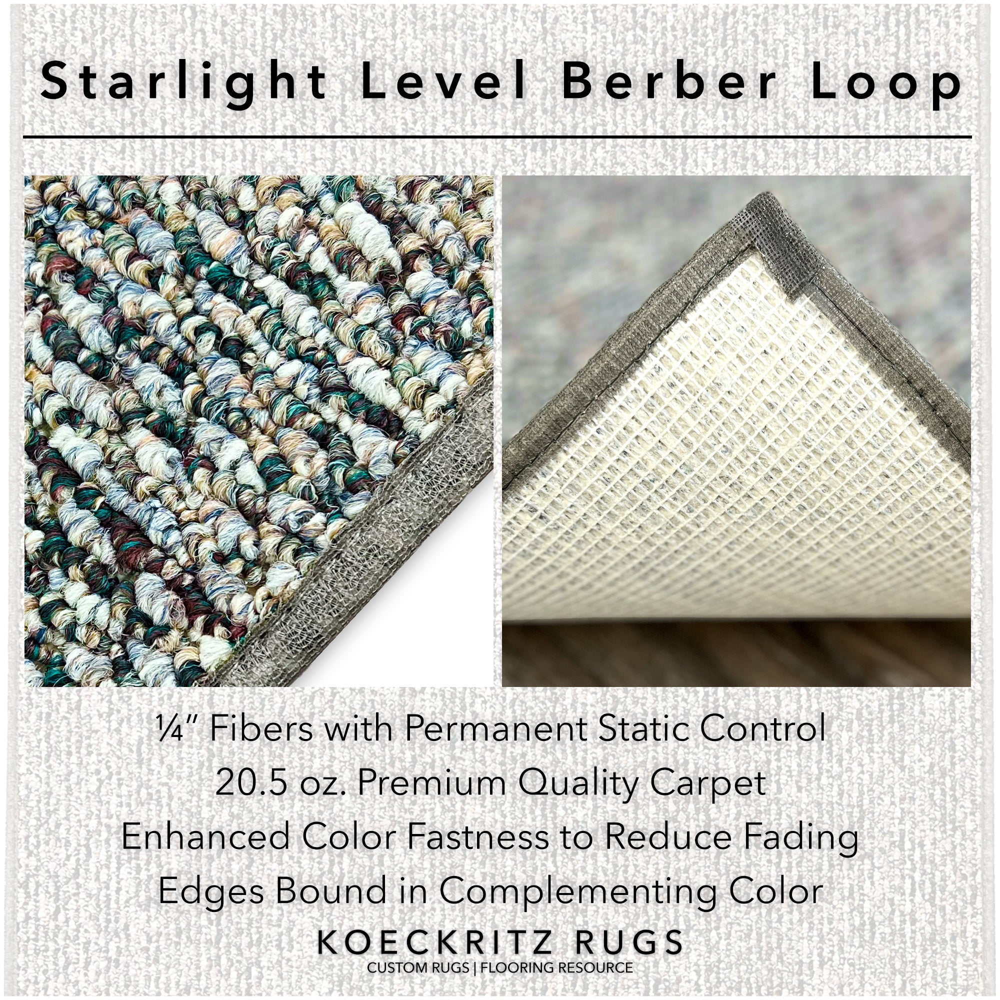 Starlight Level Berber Loop Indoor Area Rug Carpet Collection