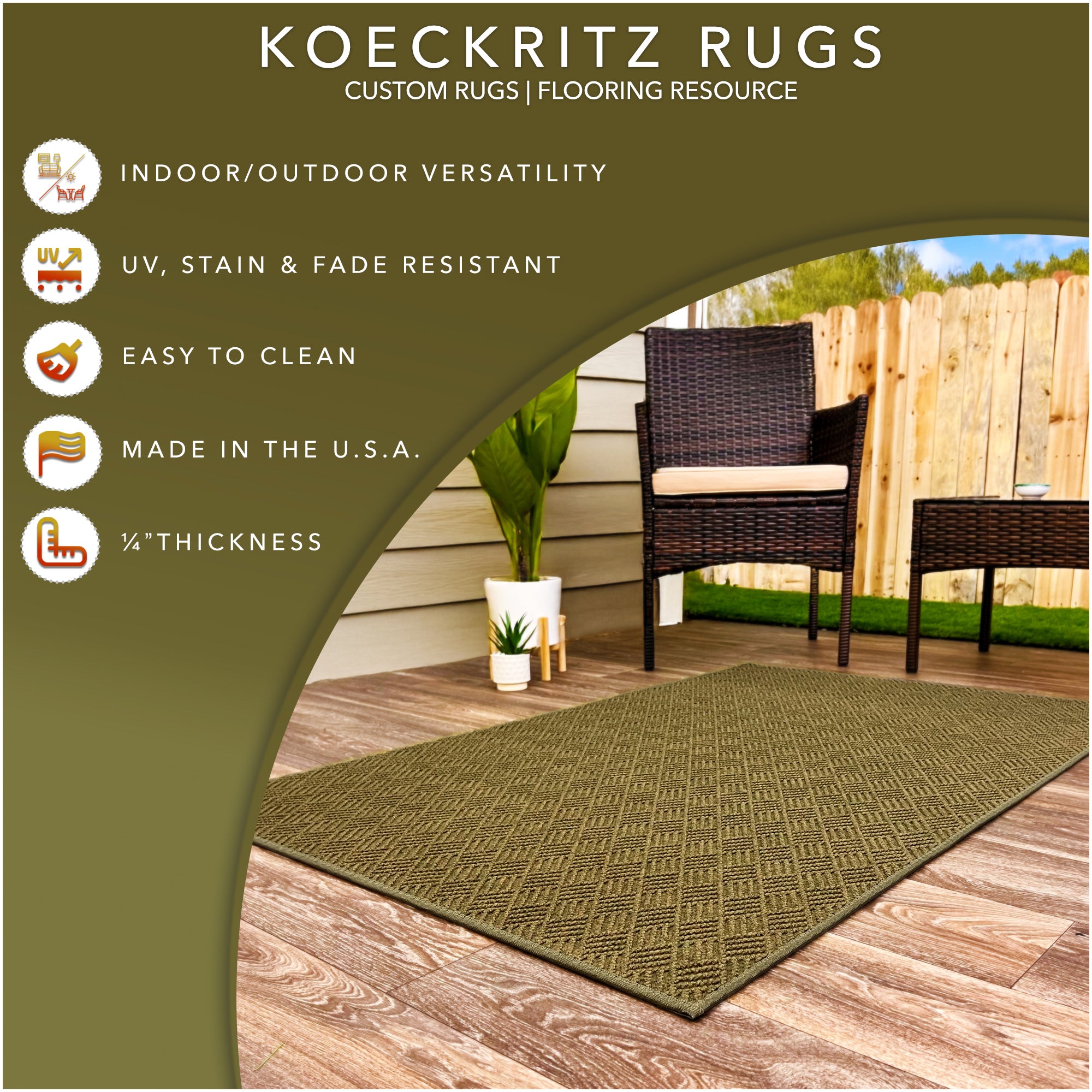 Dreamweaver Indoor/Outdoor Area Rug | Custom Size & Shape, 1/4" Thick