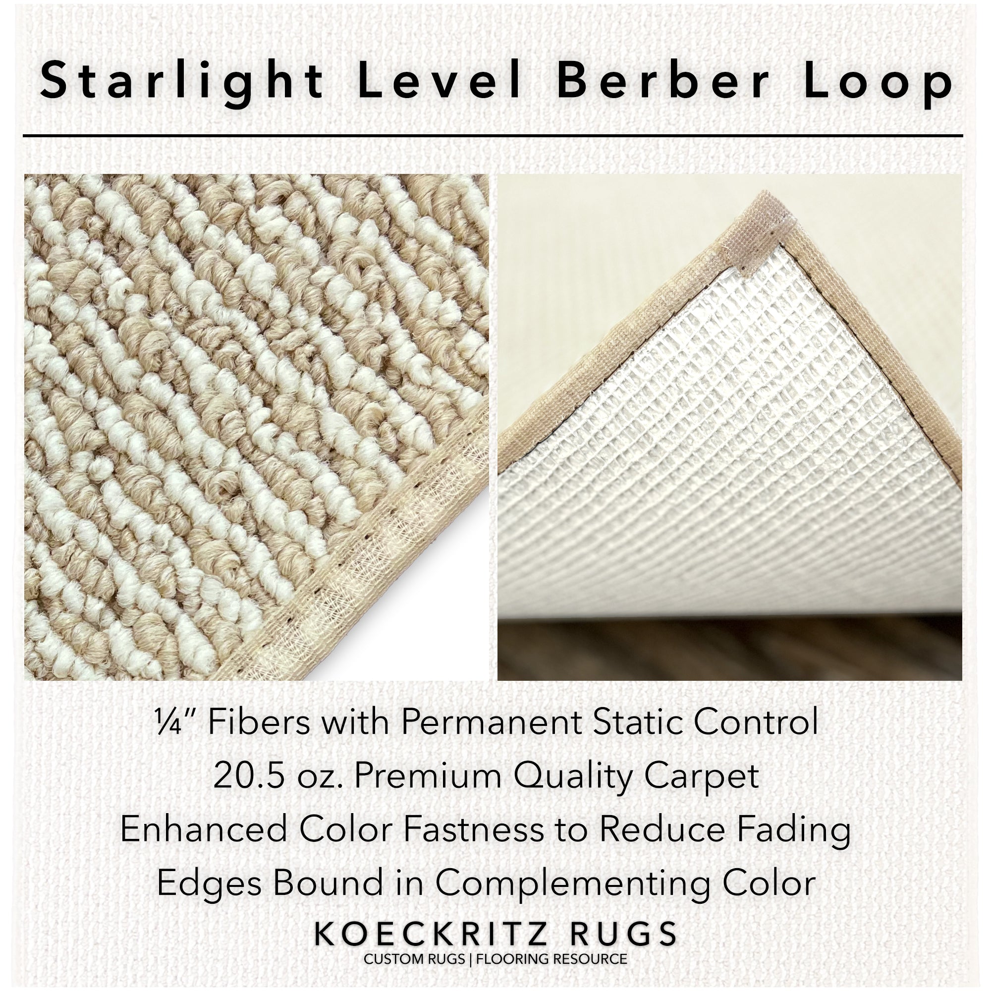 Starlight Level Berber Loop Indoor Area Rug Carpet Collection