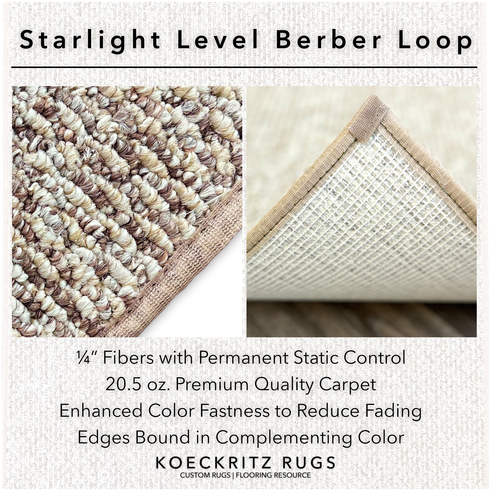 Starlight Level Berber Loop Indoor Area Rug Carpet Collection