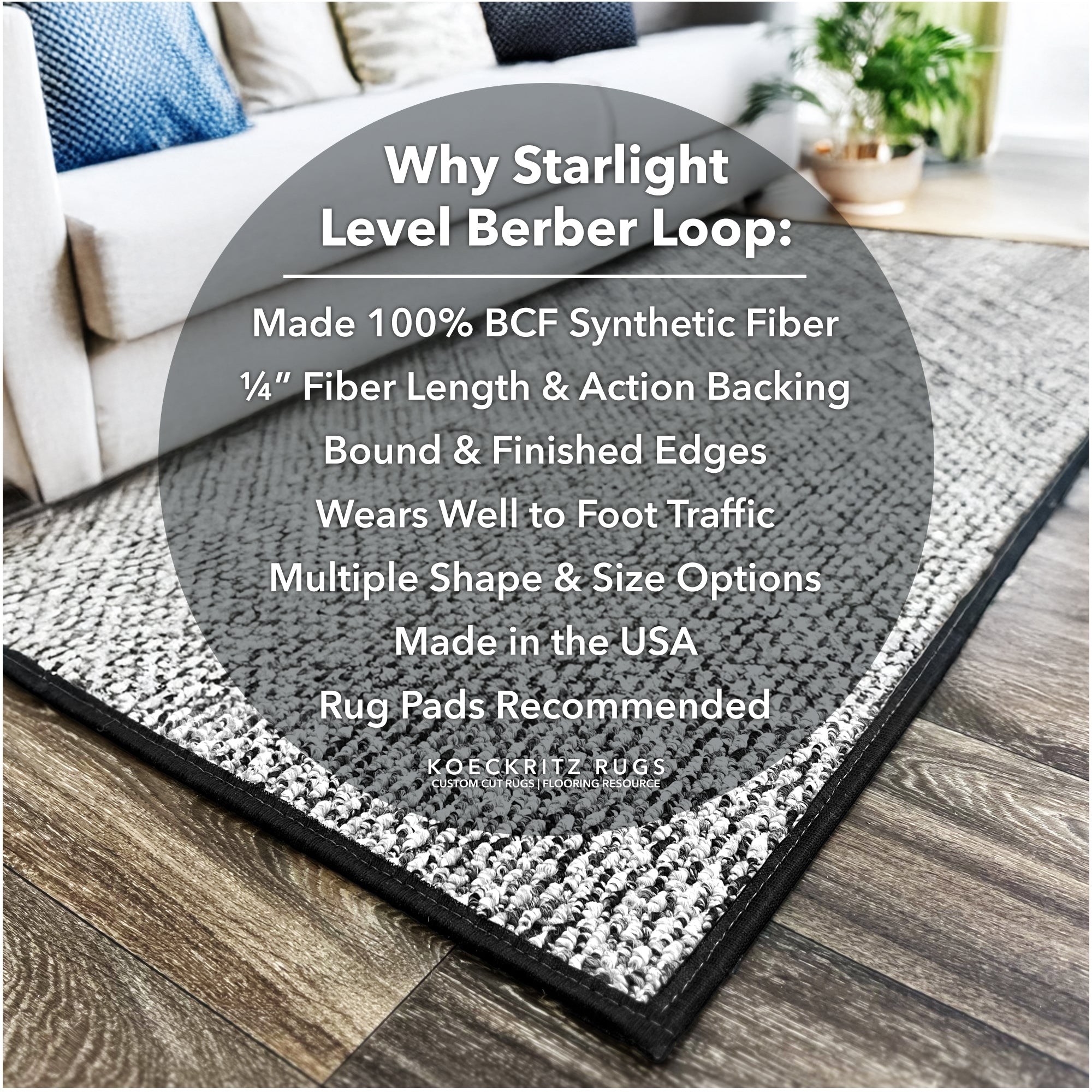 Starlight Level Berber Loop Indoor Area Rug Carpet Collection