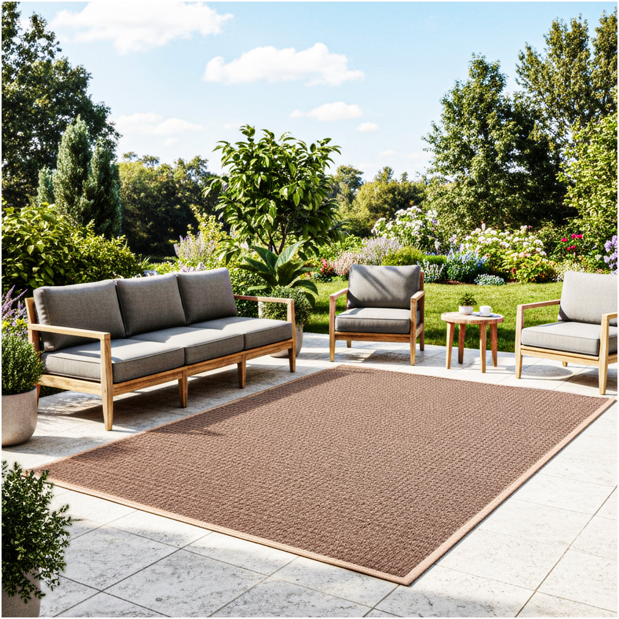 Interlace Waffle Pattern Indoor & Outdoor Rug – Eco-Friendly PET Fiber, Custom Sizes