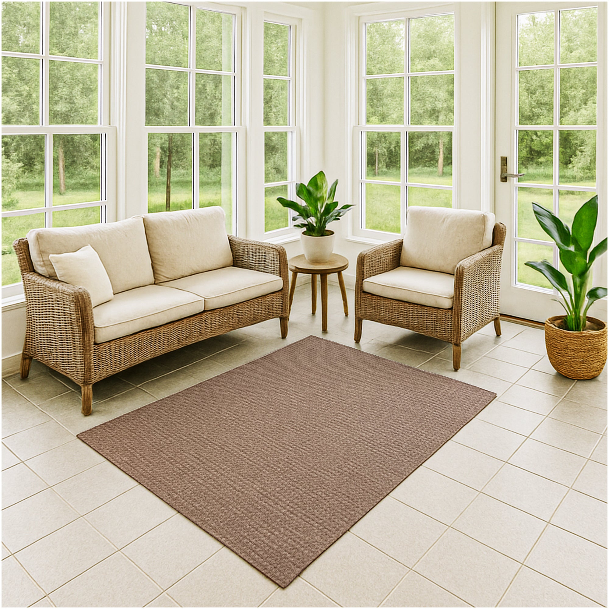 Interlace Waffle Pattern Indoor & Outdoor Rug – Eco-Friendly PET Fiber, Custom Sizes