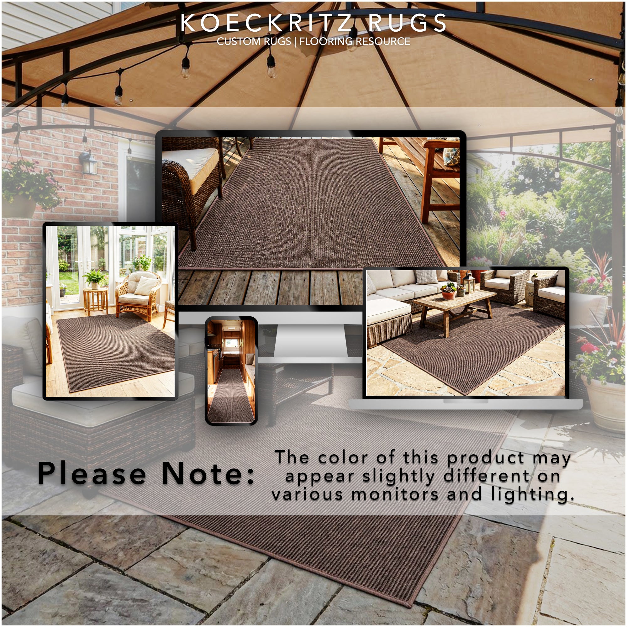 Wassaw Ribbed Indoor/Outdoor Area Rug – Lightweight PET Fiber, 6 Colors