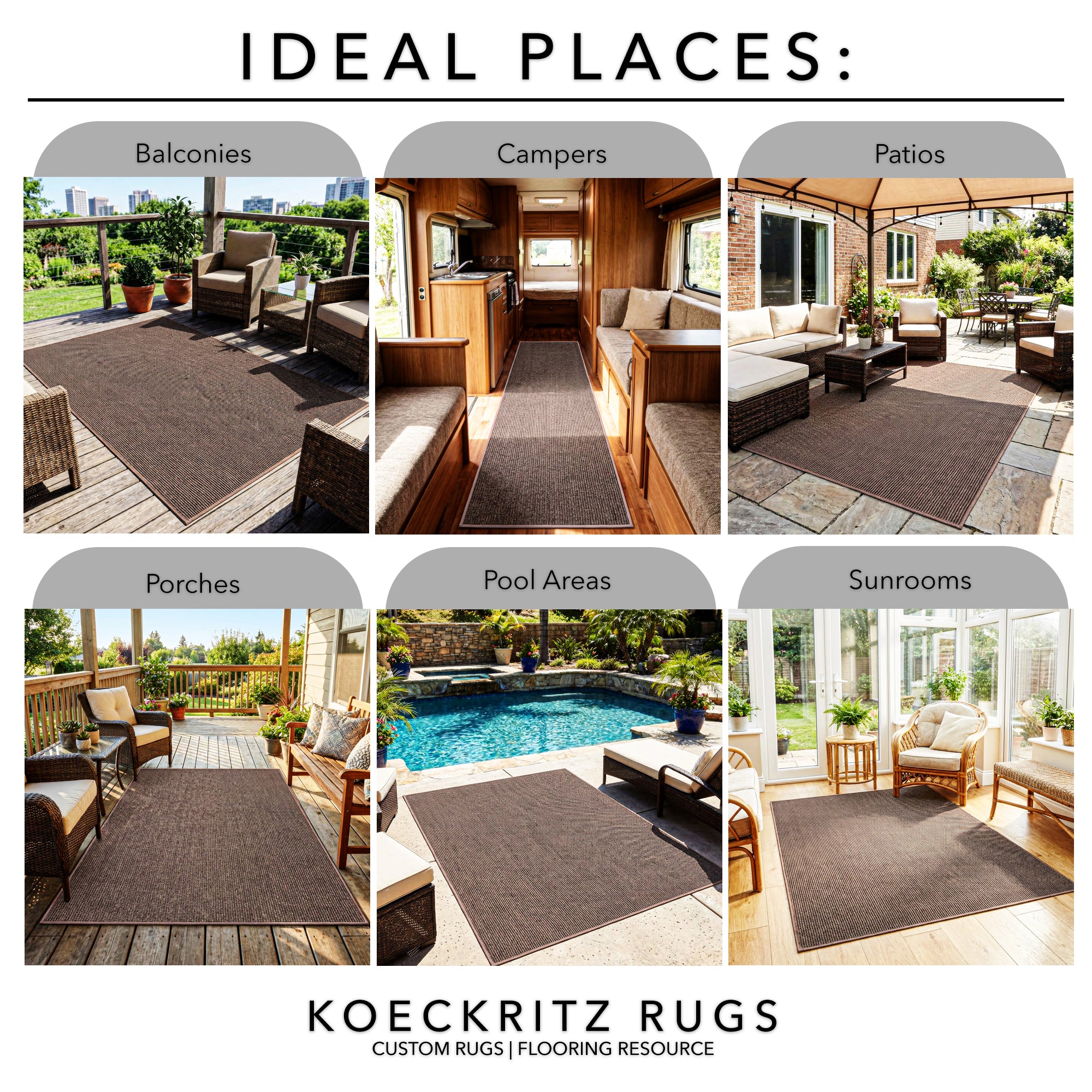 Wassaw Ribbed Indoor/Outdoor Area Rug – Lightweight PET Fiber, 6 Colors