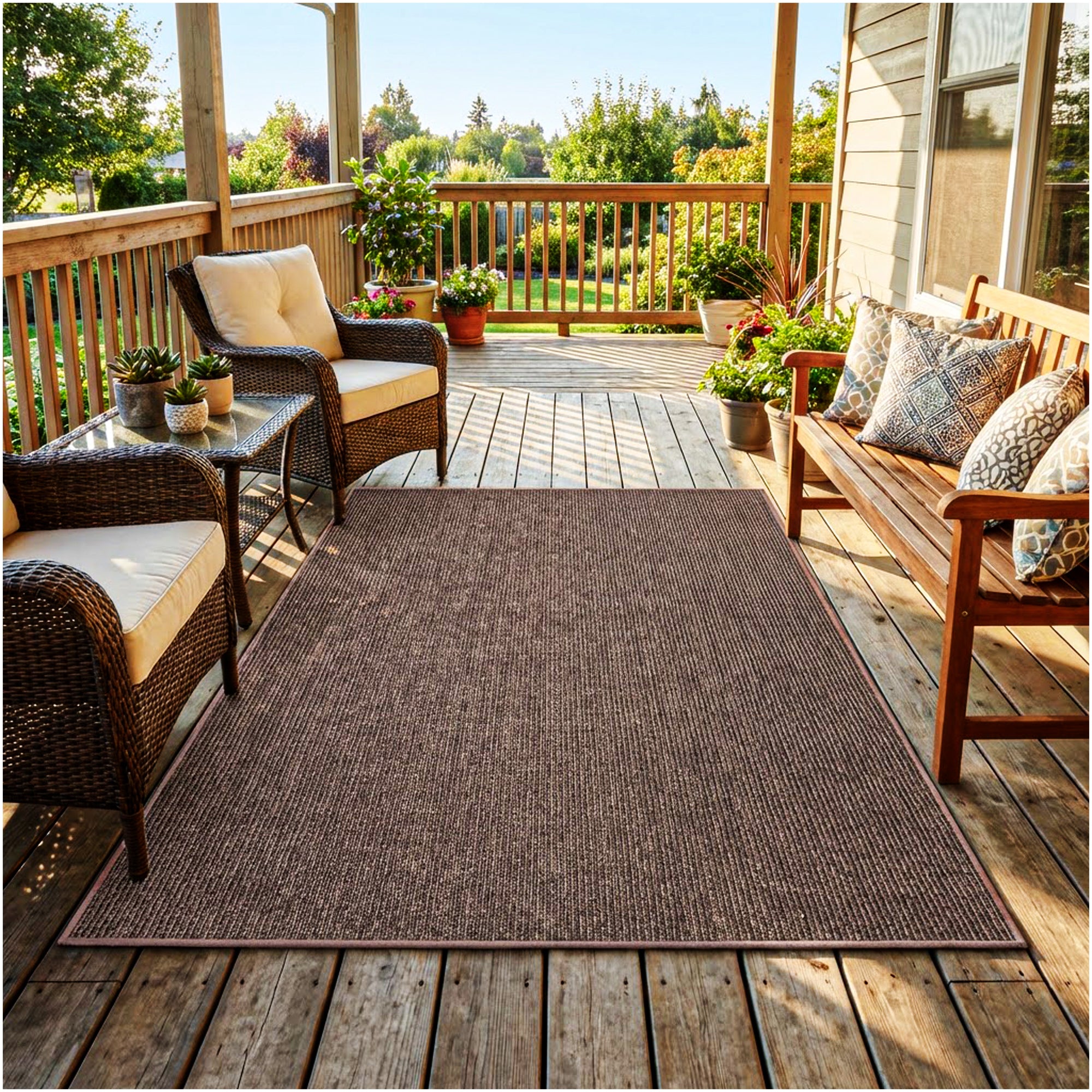 Wassaw Ribbed Indoor/Outdoor Area Rug – Lightweight PET Fiber, 6 Colors