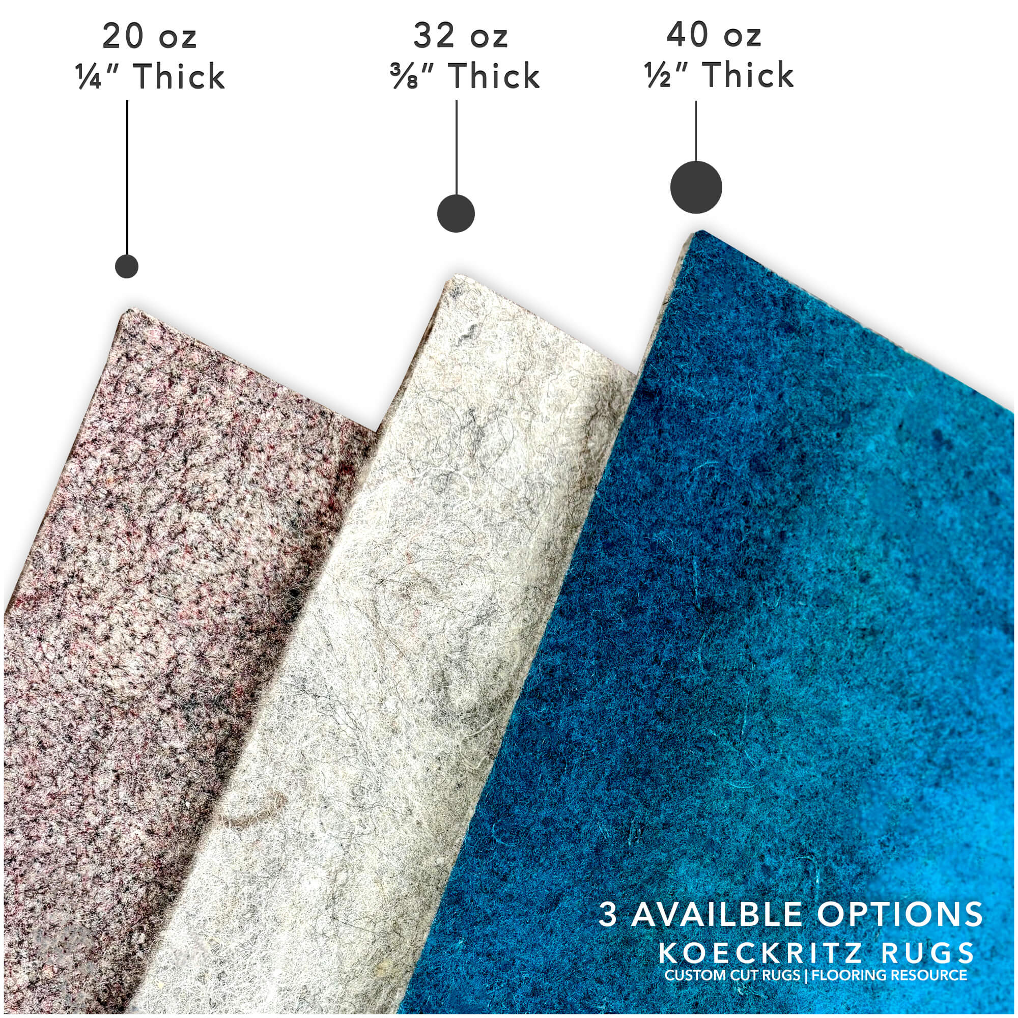 3/8" Thick Felt Rug Pad – 32 oz Recycled Felt & Jute | Cushion for Area Rugs