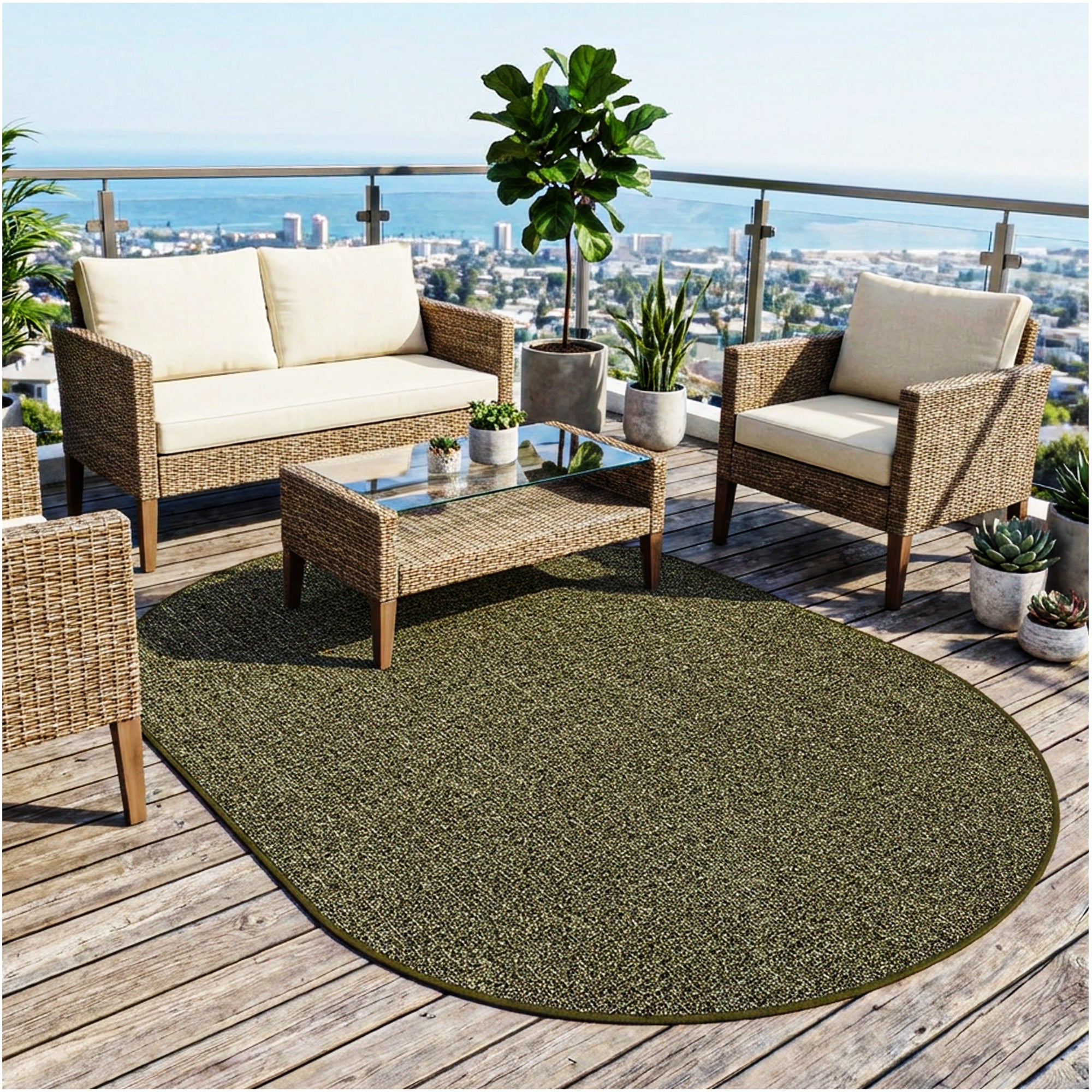 Casual Boucle Indoor/Outdoor Area Rug – Custom Sizes, 6 Colors