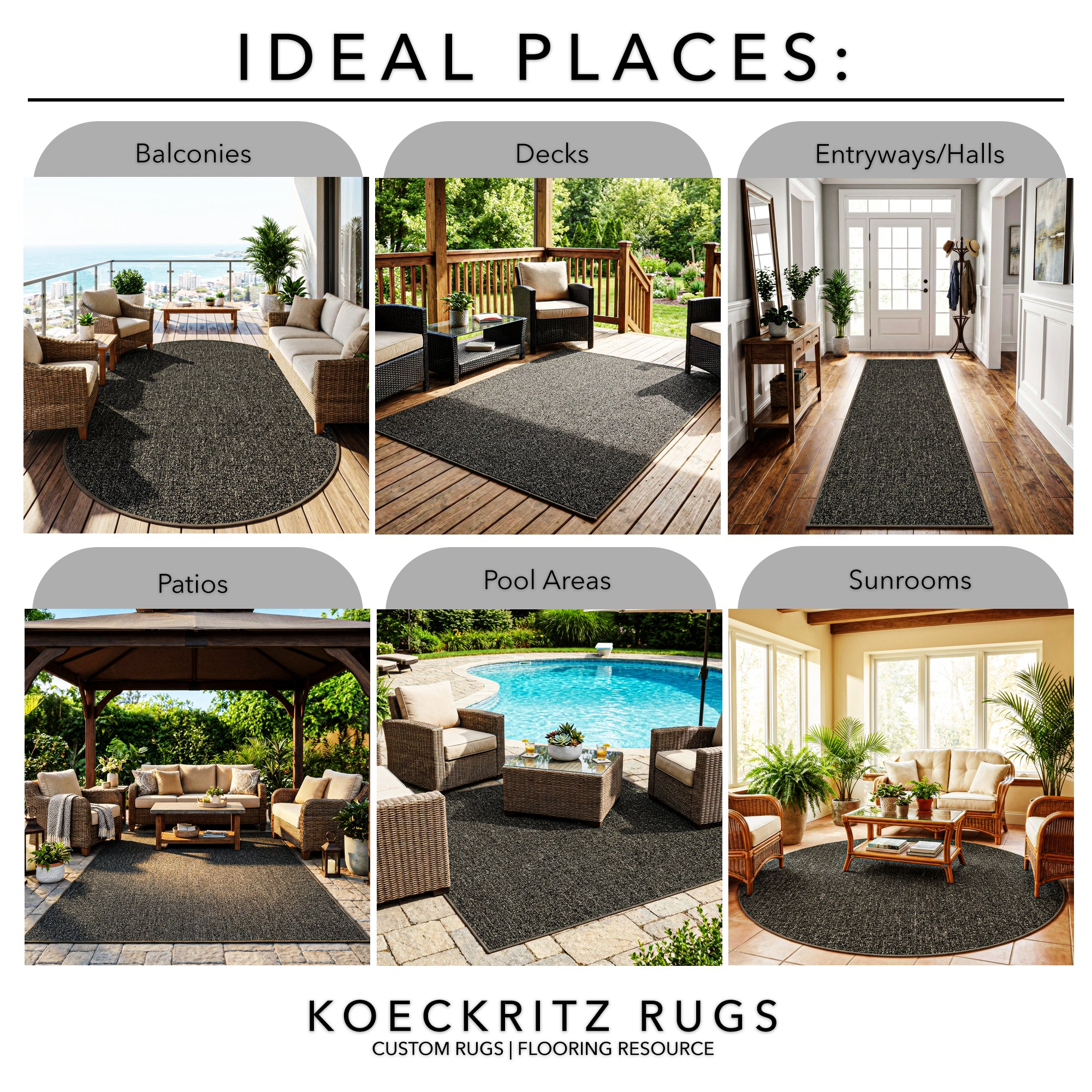 Casual Boucle Indoor/Outdoor Area Rug – Custom Sizes, 6 Colors