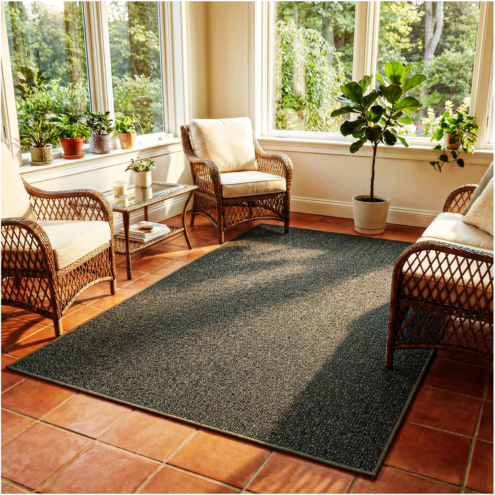 Casual Boucle Indoor/Outdoor Area Rug – Custom Sizes, 6 Colors