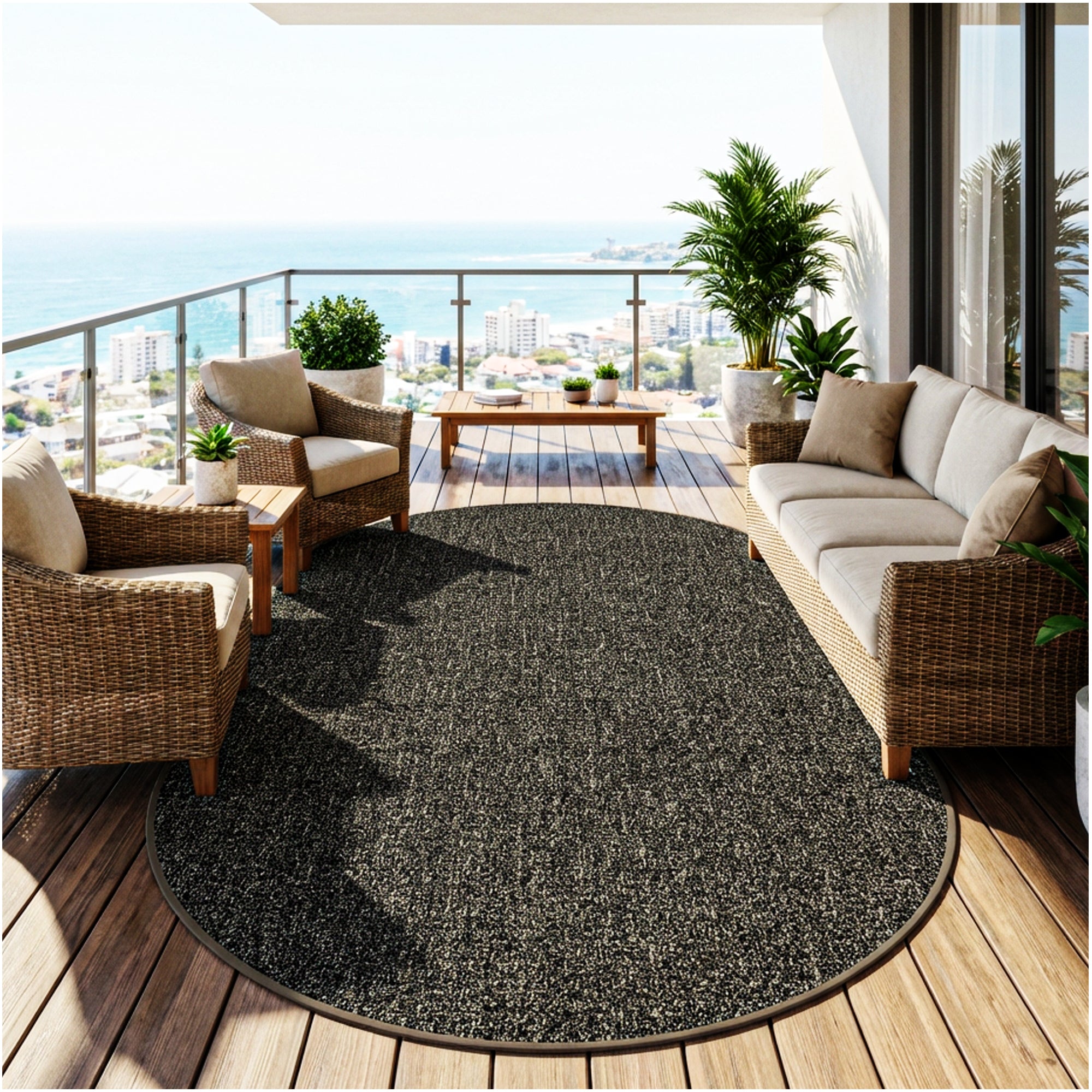 Casual Boucle Indoor/Outdoor Area Rug – Custom Sizes, 6 Colors