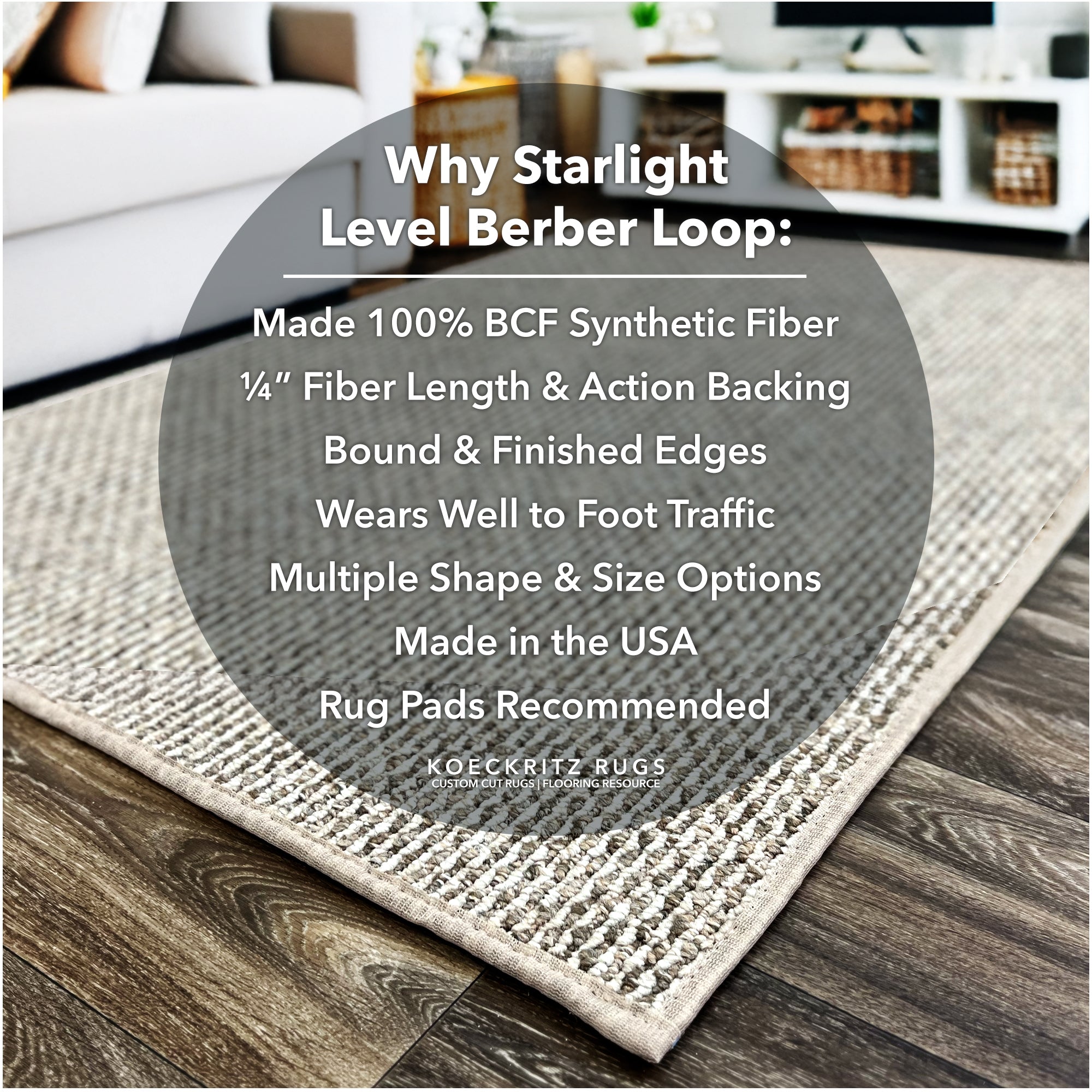 Starlight Level Berber Loop Indoor Area Rug Carpet Collection