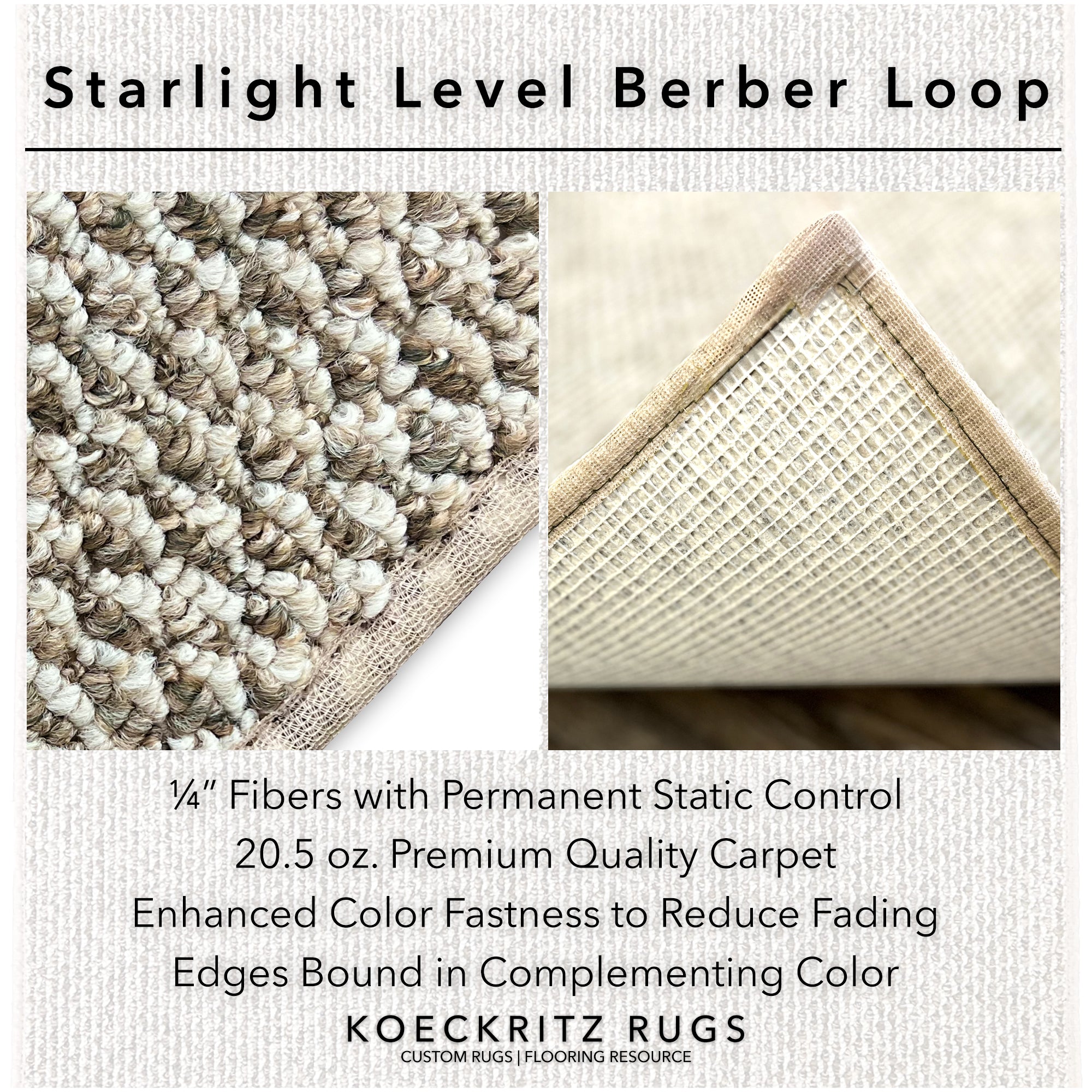 Starlight Level Berber Loop Indoor Area Rug Carpet Collection