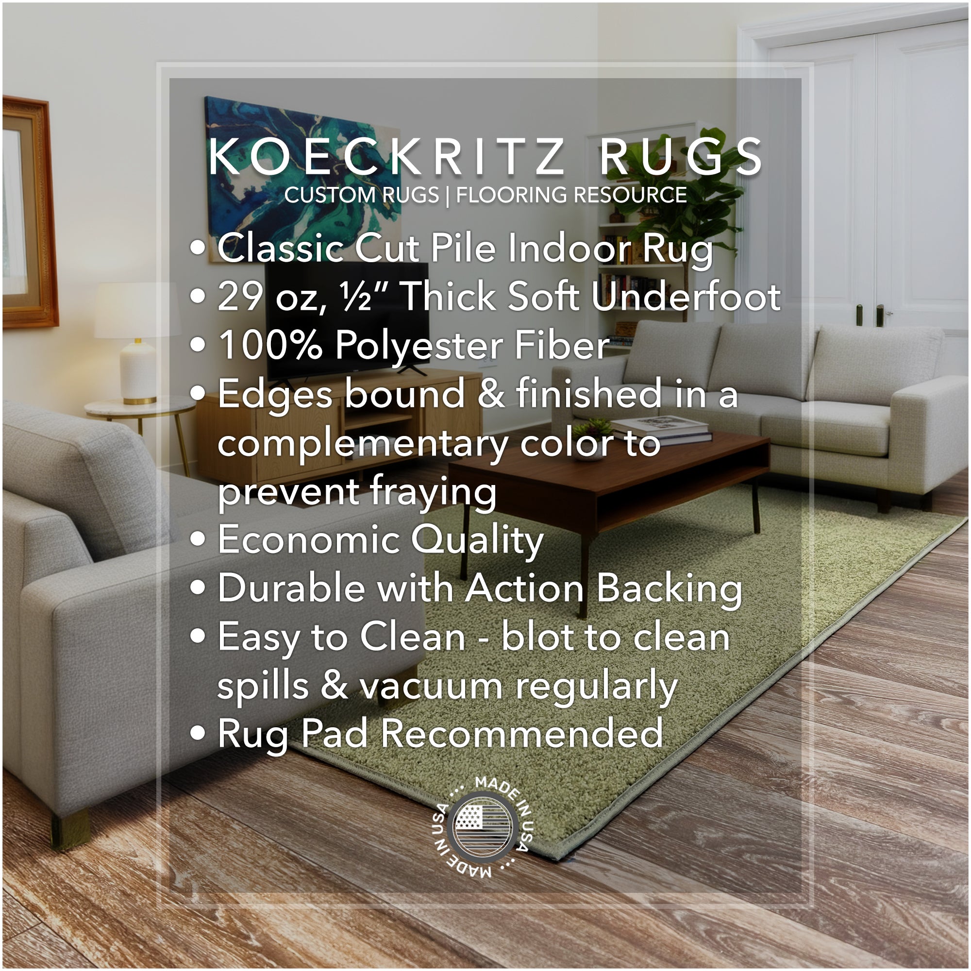 Dyersburg Cut Pile Indoor Rug – Available in Multiple Colors