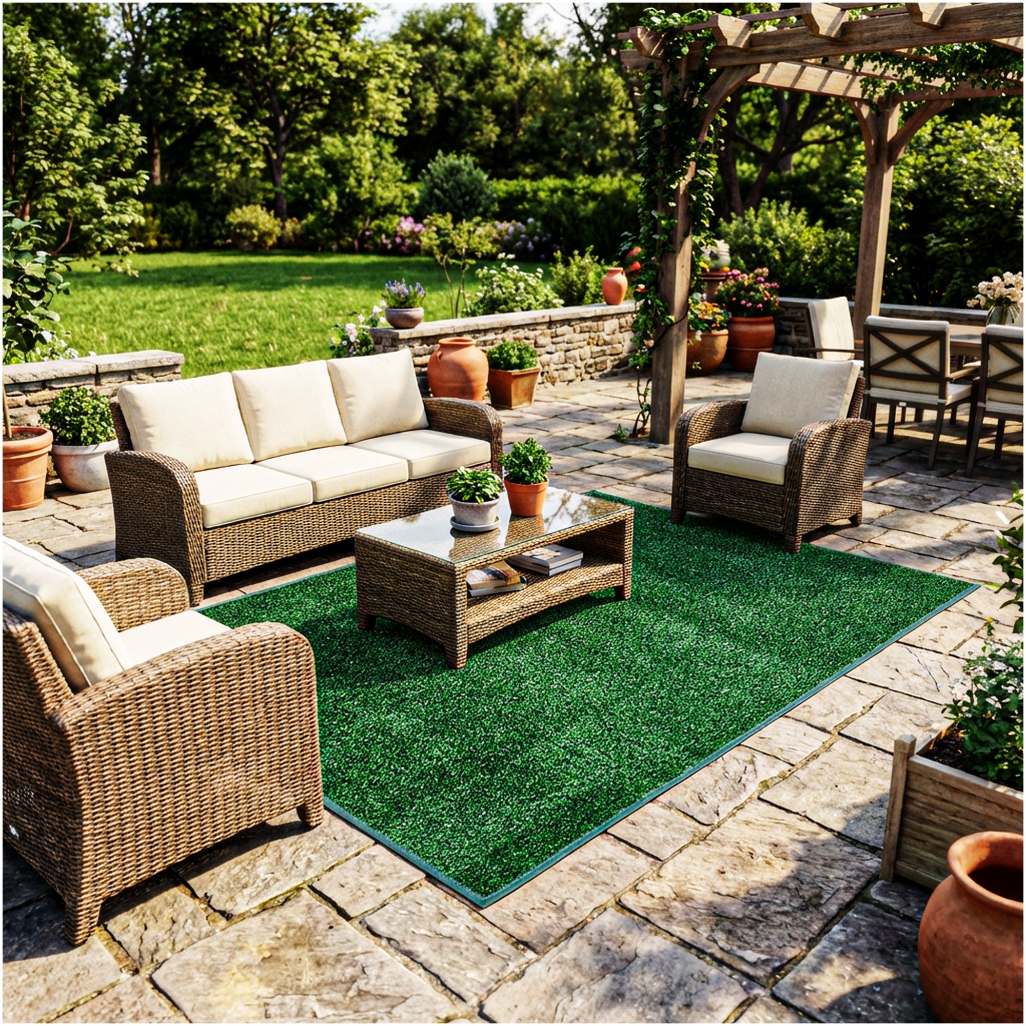 Indoor/Outdoor Artificial Grass Rugs – Lightweight, Standard Sizes, 6 Colors