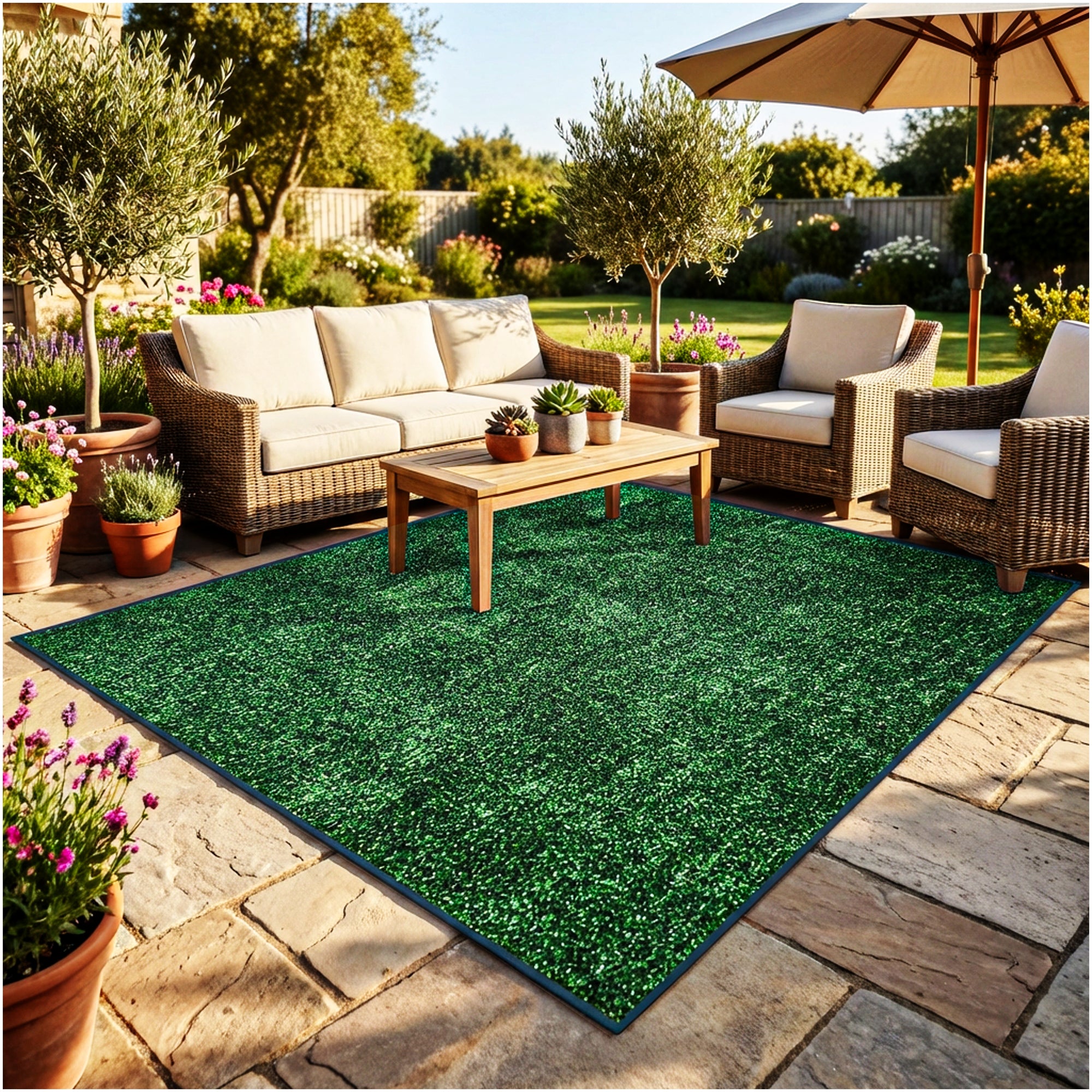 Indoor/Outdoor Artificial Grass Rugs – Lightweight, Standard Sizes, 6 Colors