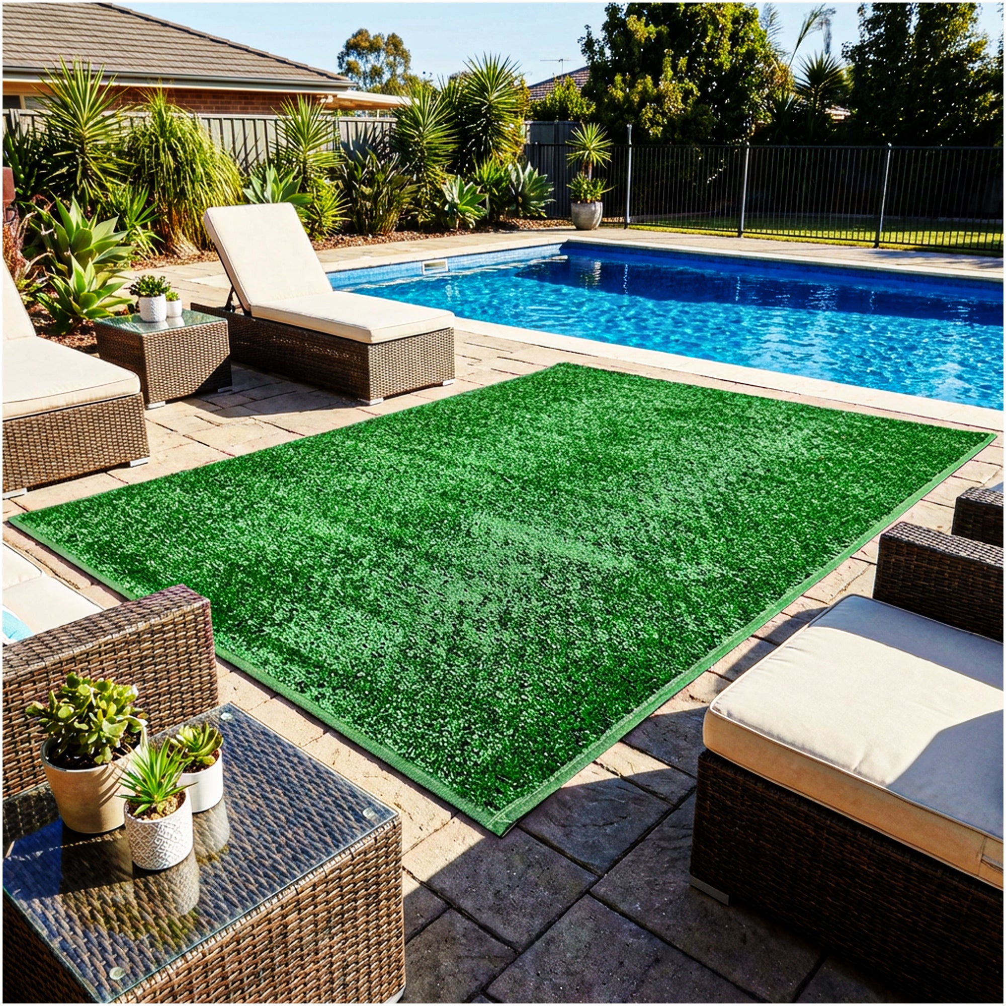Indoor/Outdoor Artificial Grass Rugs – Lightweight, Standard Sizes, 6 Colors