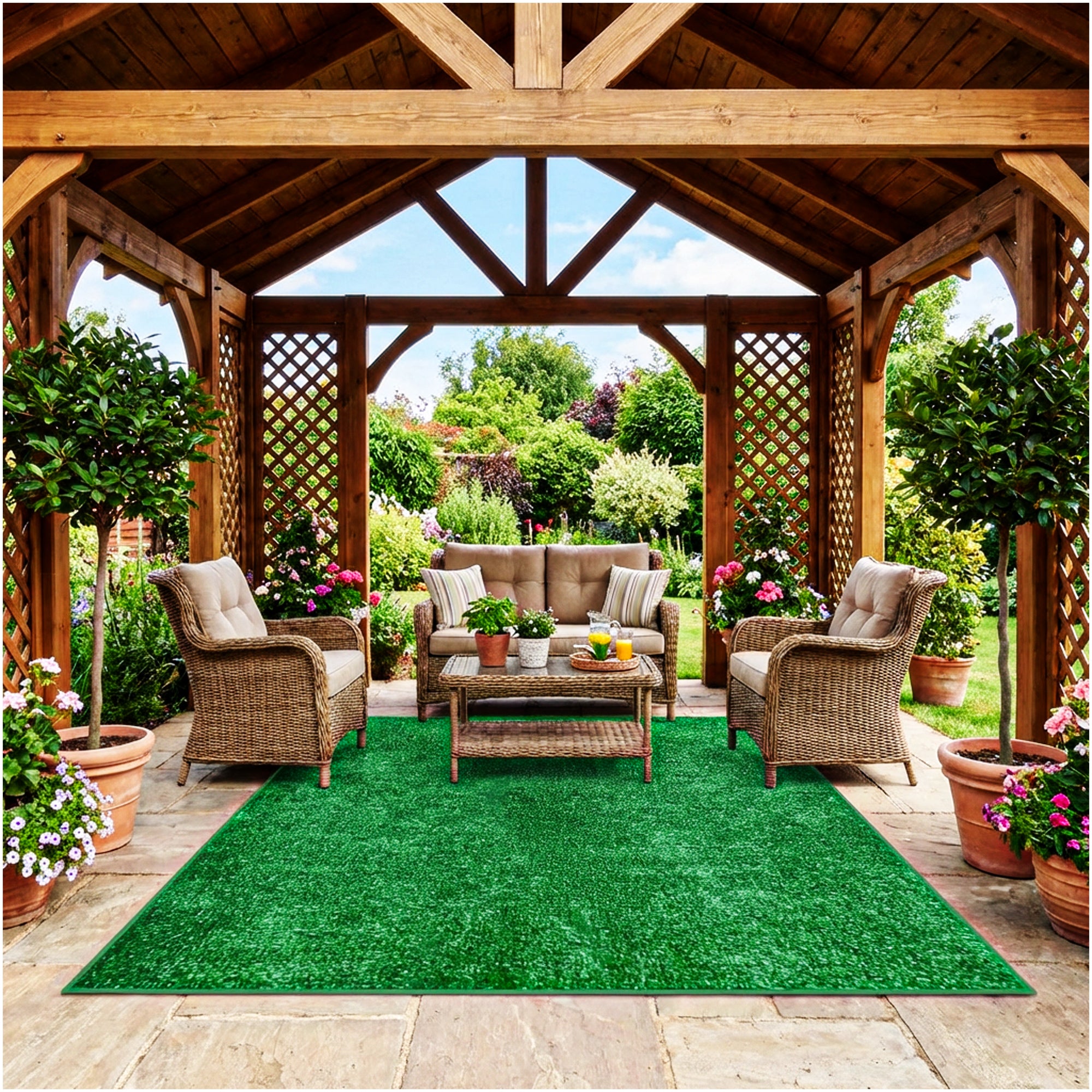 Indoor/Outdoor Artificial Grass Rugs – Lightweight, Standard Sizes, 6 Colors