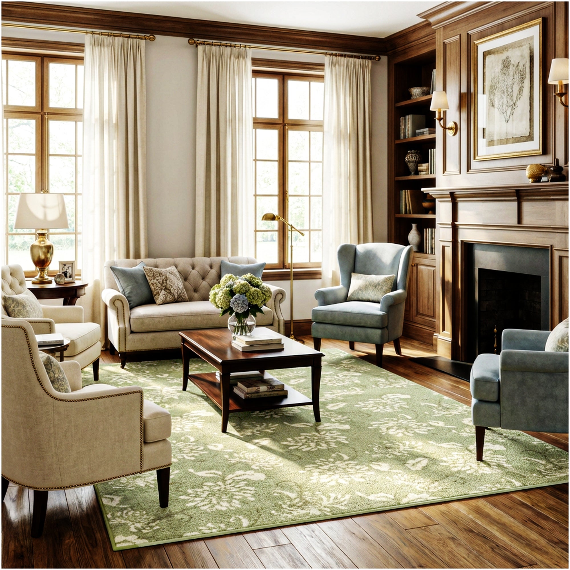 Milliken Grand Fleur Indoor Area Rug – Floral Design, Multiple Colors