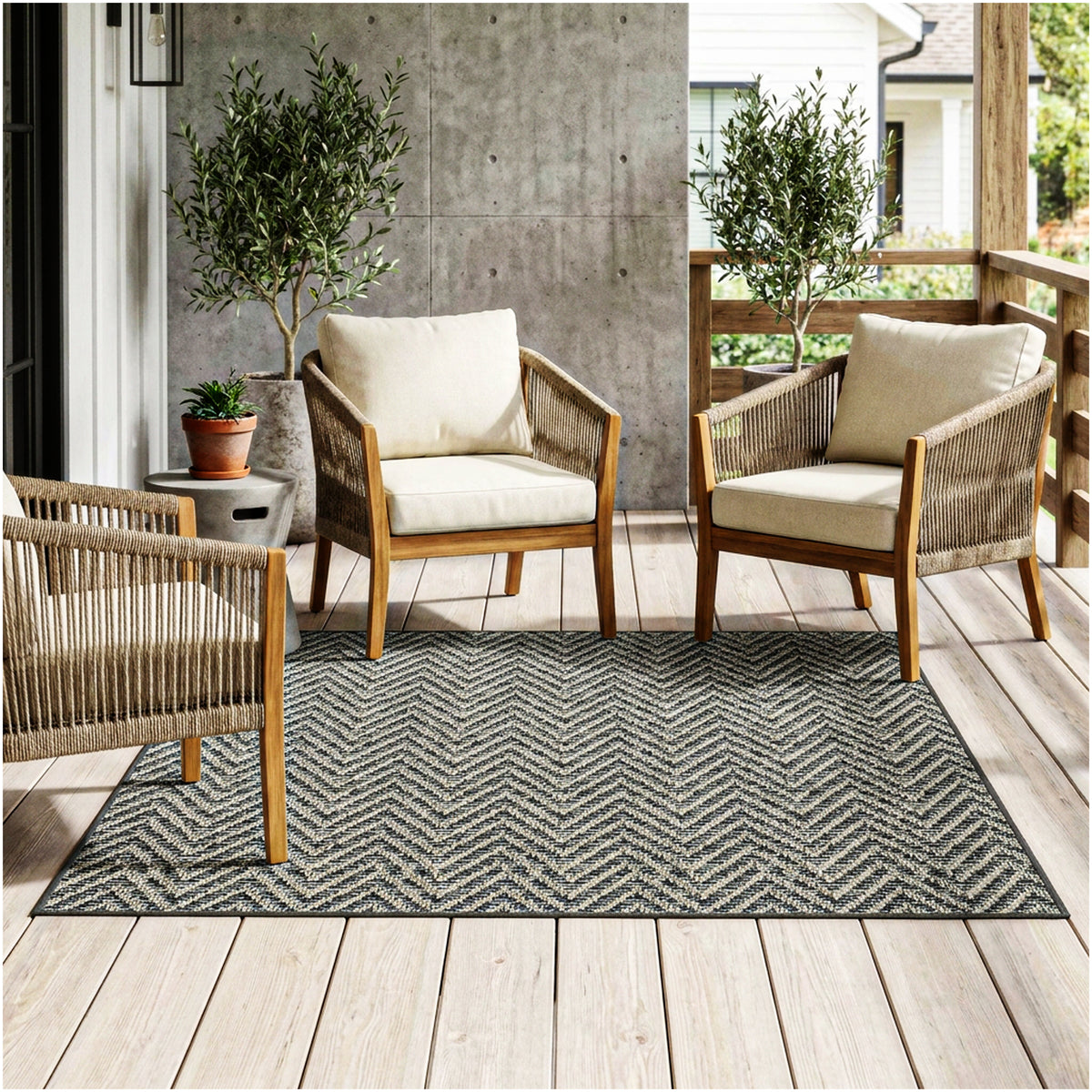 Tortola Chevron Indoor-Outdoor Area Rug | Custom Sizes Available
