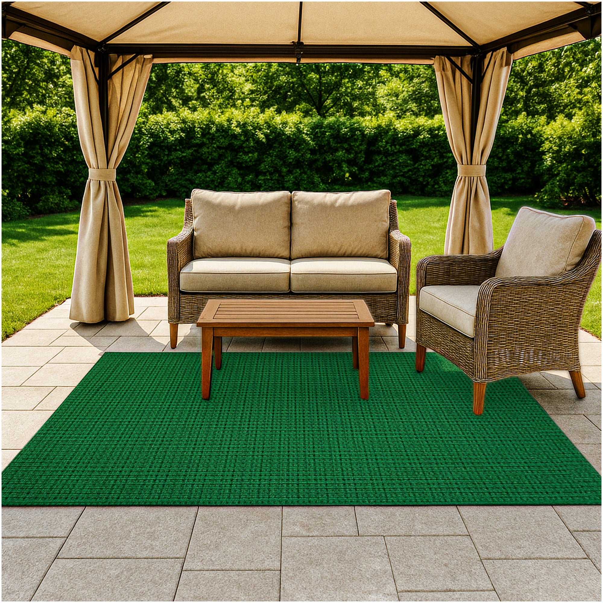 Interlace Waffle Pattern Indoor & Outdoor Rug – Eco-Friendly PET Fiber, Custom Sizes