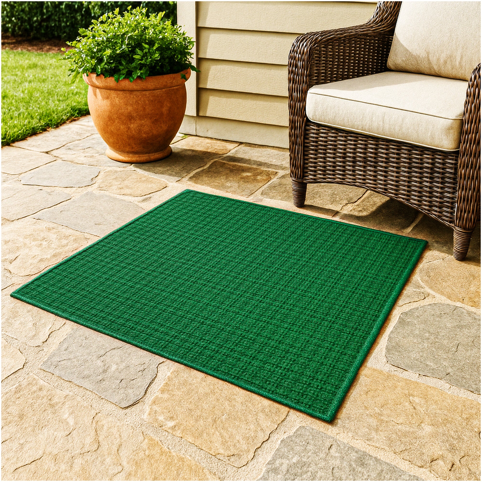 Interlace Waffle Pattern Indoor & Outdoor Rug – Eco-Friendly PET Fiber, Custom Sizes