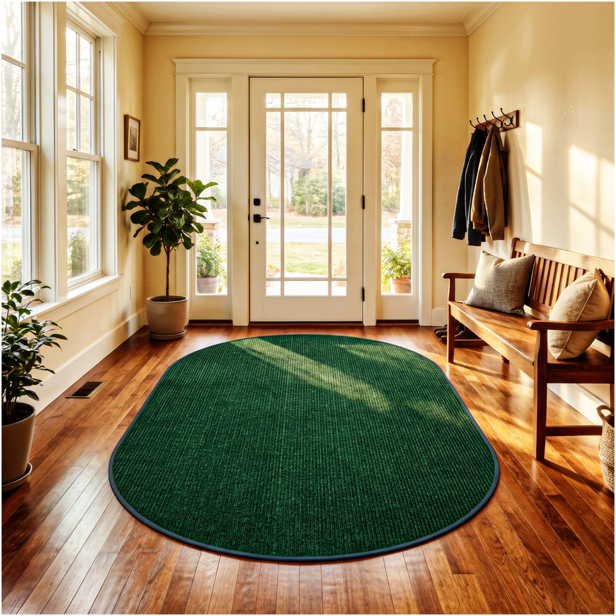 Wassaw Ribbed Indoor/Outdoor Area Rug – Lightweight PET Fiber, 6 Colors
