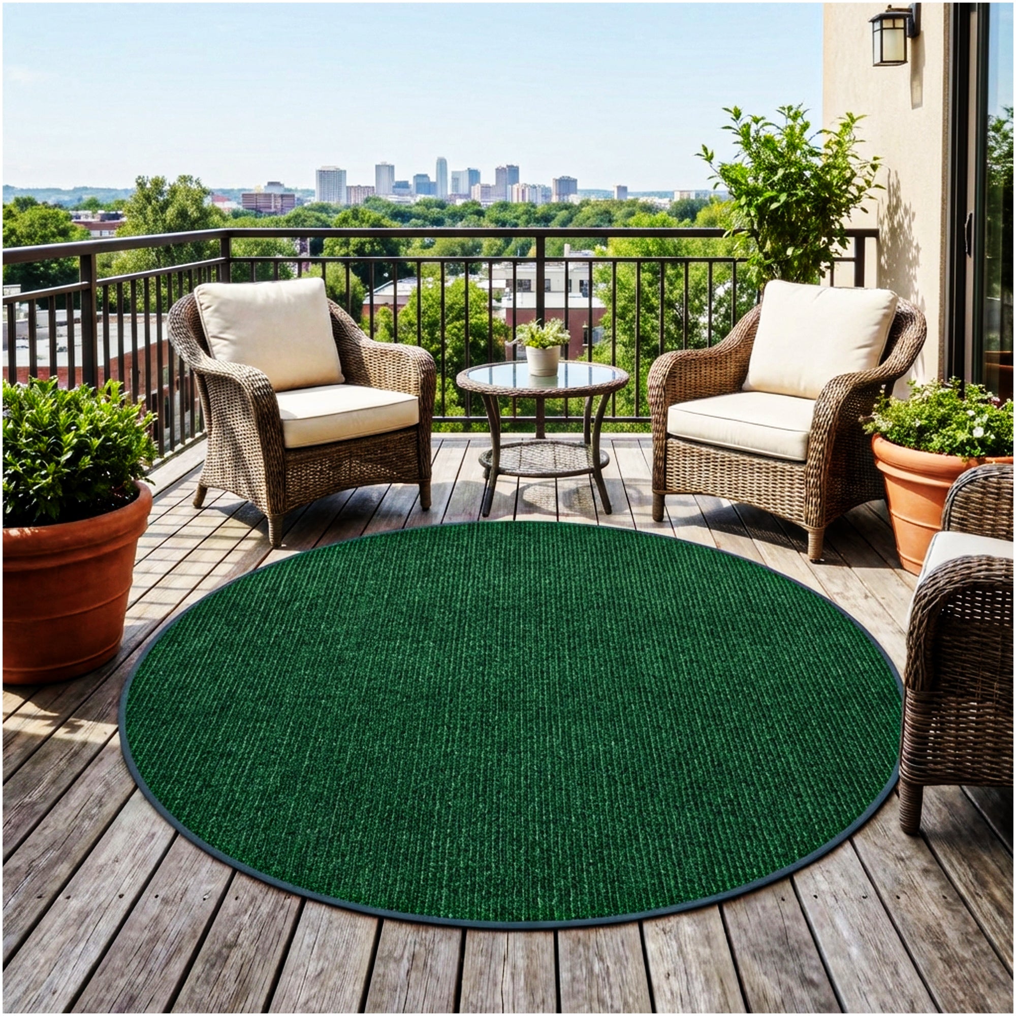 Wassaw Ribbed Indoor/Outdoor Area Rug – Lightweight PET Fiber, 6 Colors