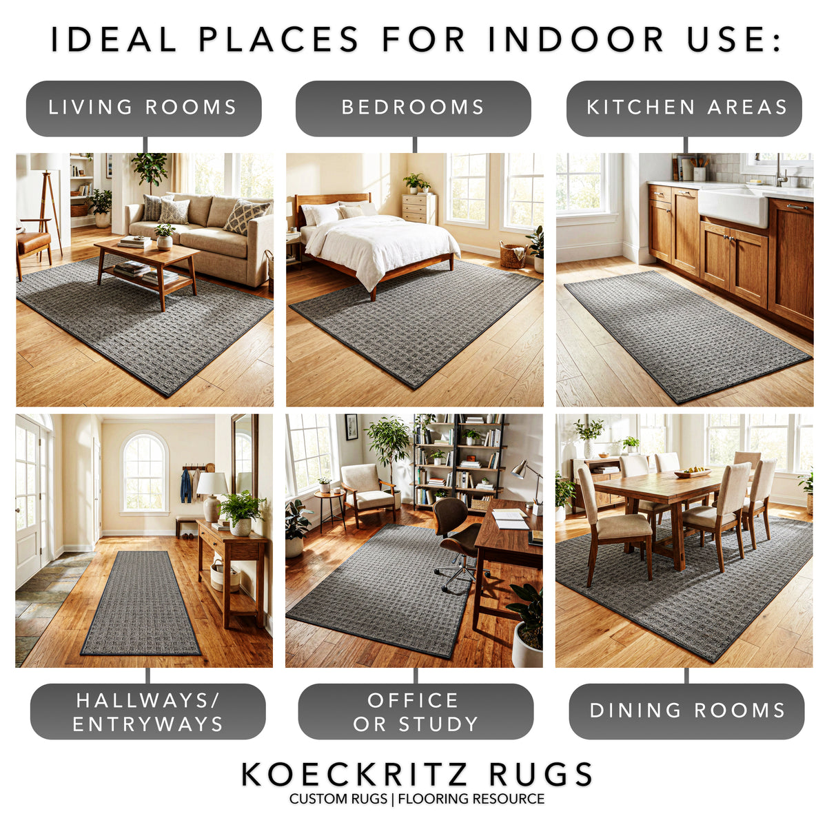 Quadrille Berber Pattern Indoor Area Rug – Custom Sizes