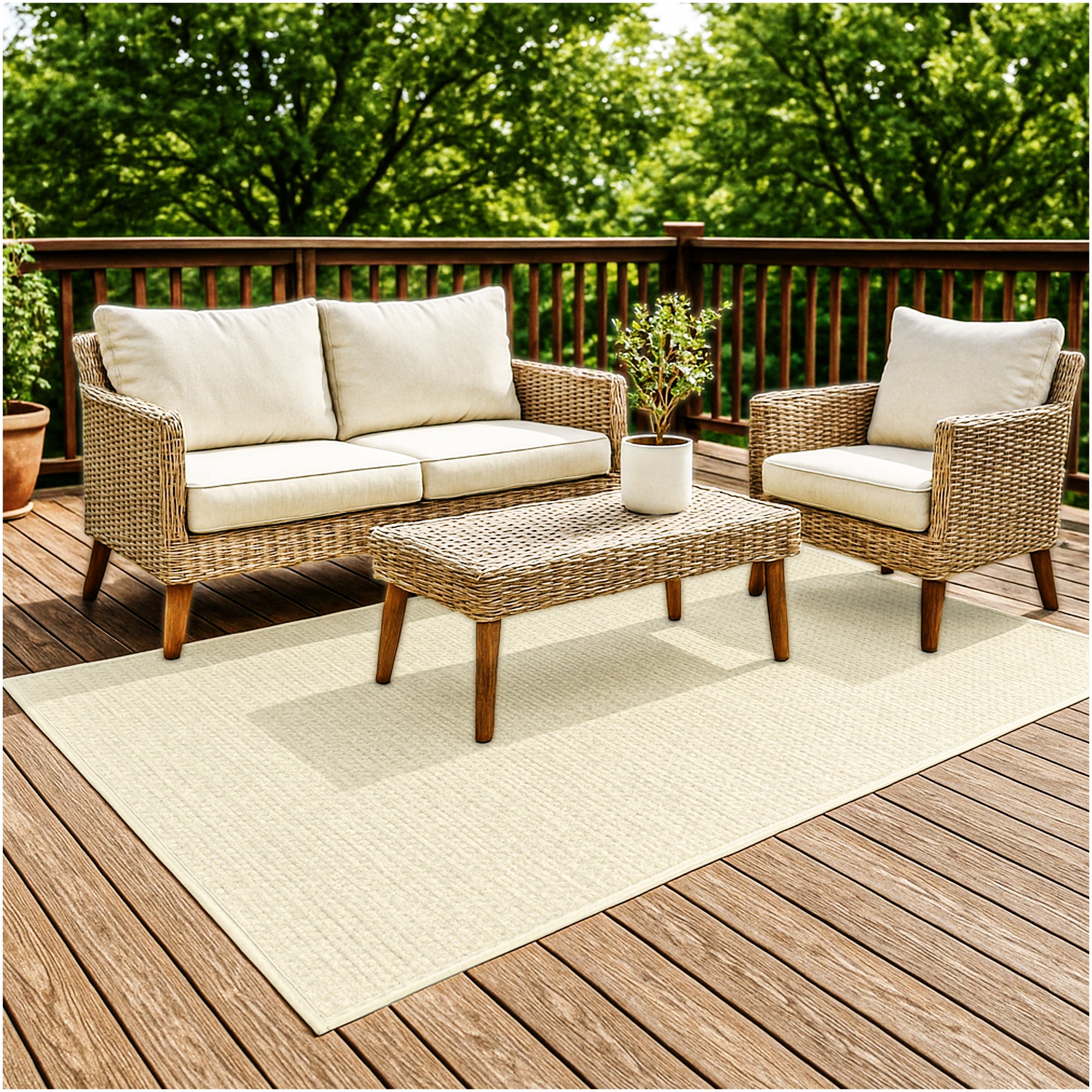 Interlace Waffle Pattern Indoor & Outdoor Rug – Eco-Friendly PET Fiber, Custom Sizes
