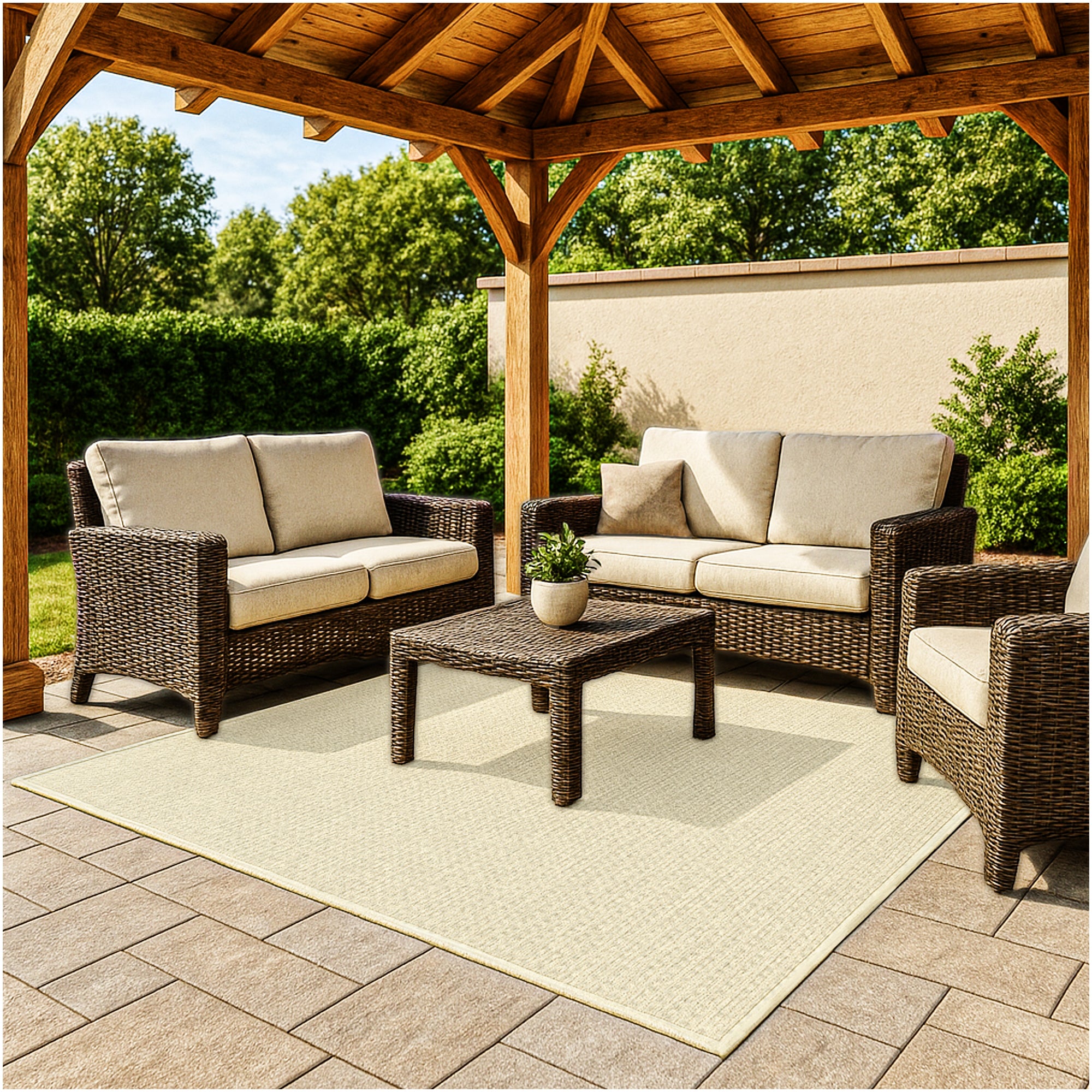 Interlace Waffle Pattern Indoor & Outdoor Rug – Eco-Friendly PET Fiber, Custom Sizes