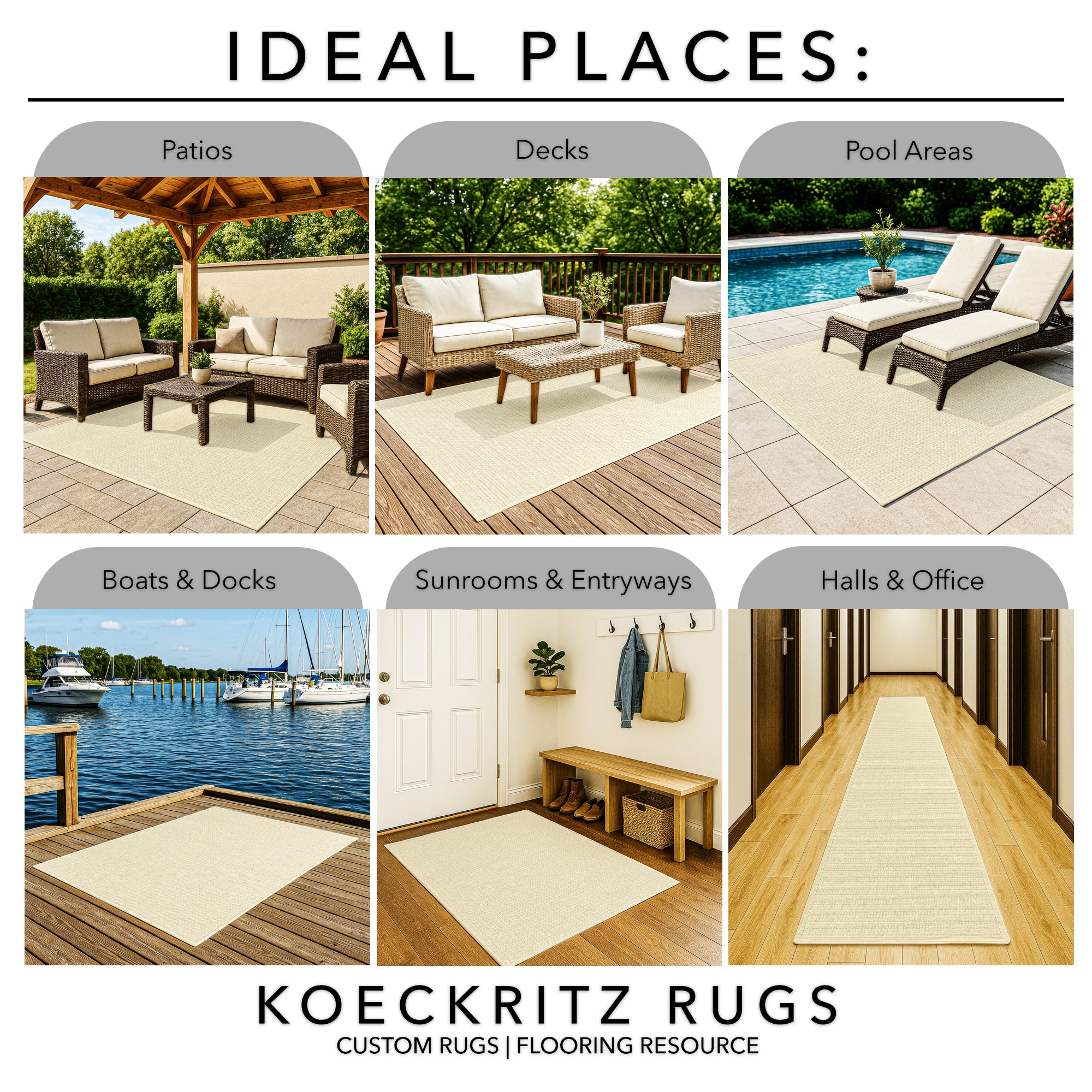 Interlace Waffle Pattern Indoor & Outdoor Rug – Eco-Friendly PET Fiber, Custom Sizes