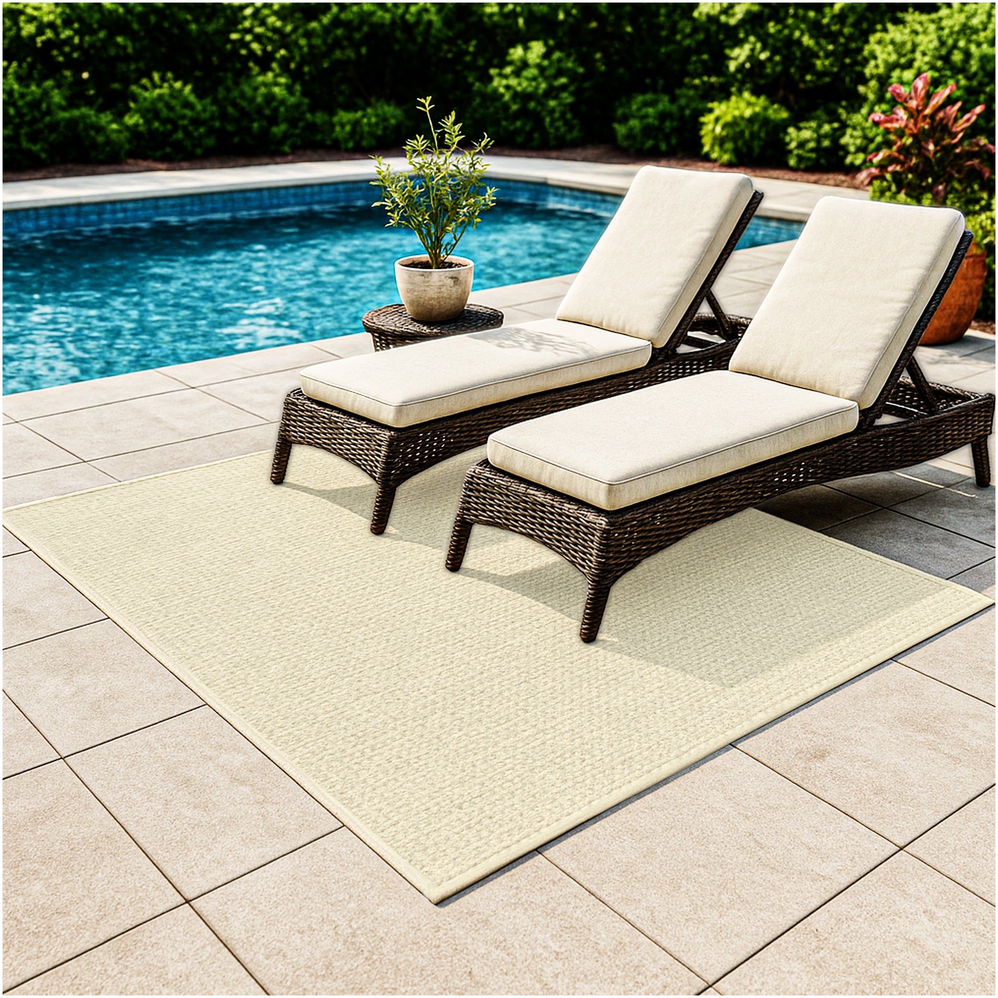 Interlace Waffle Pattern Indoor & Outdoor Rug – Eco-Friendly PET Fiber, Custom Sizes
