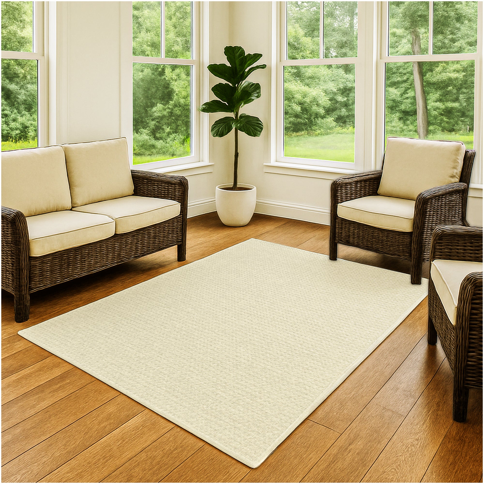 Interlace Waffle Pattern Indoor & Outdoor Rug – Eco-Friendly PET Fiber, Custom Sizes