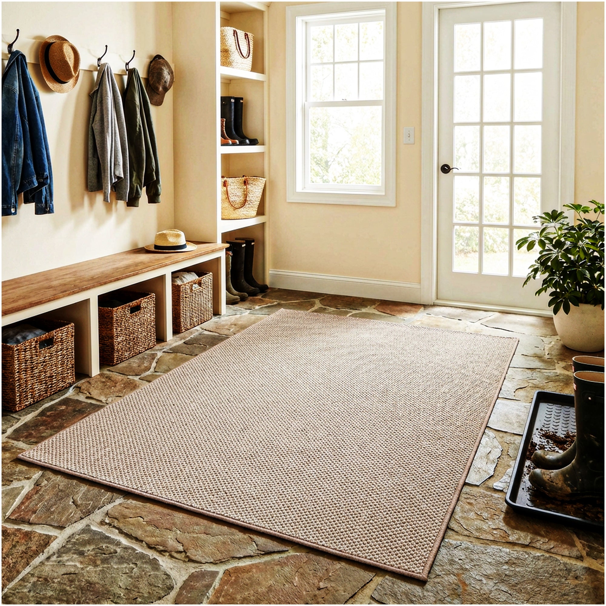Berber Indoor-Outdoor Area Rug & Runner – Neutral Tones, Custom Sizes