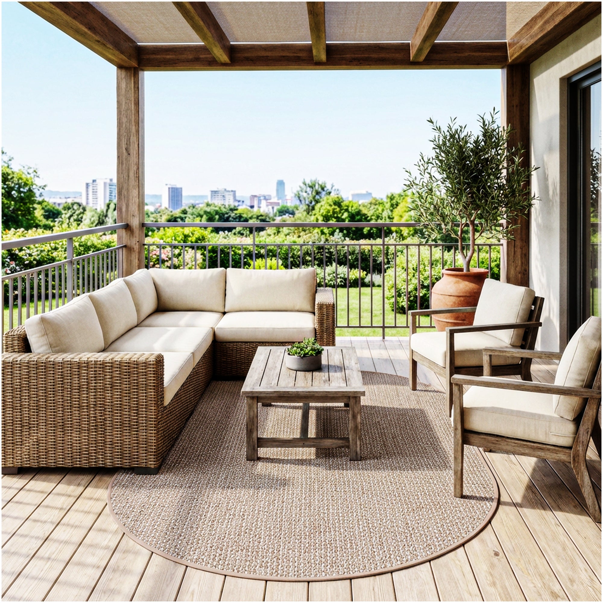 Berber Indoor-Outdoor Area Rug & Runner – Neutral Tones, Custom Sizes