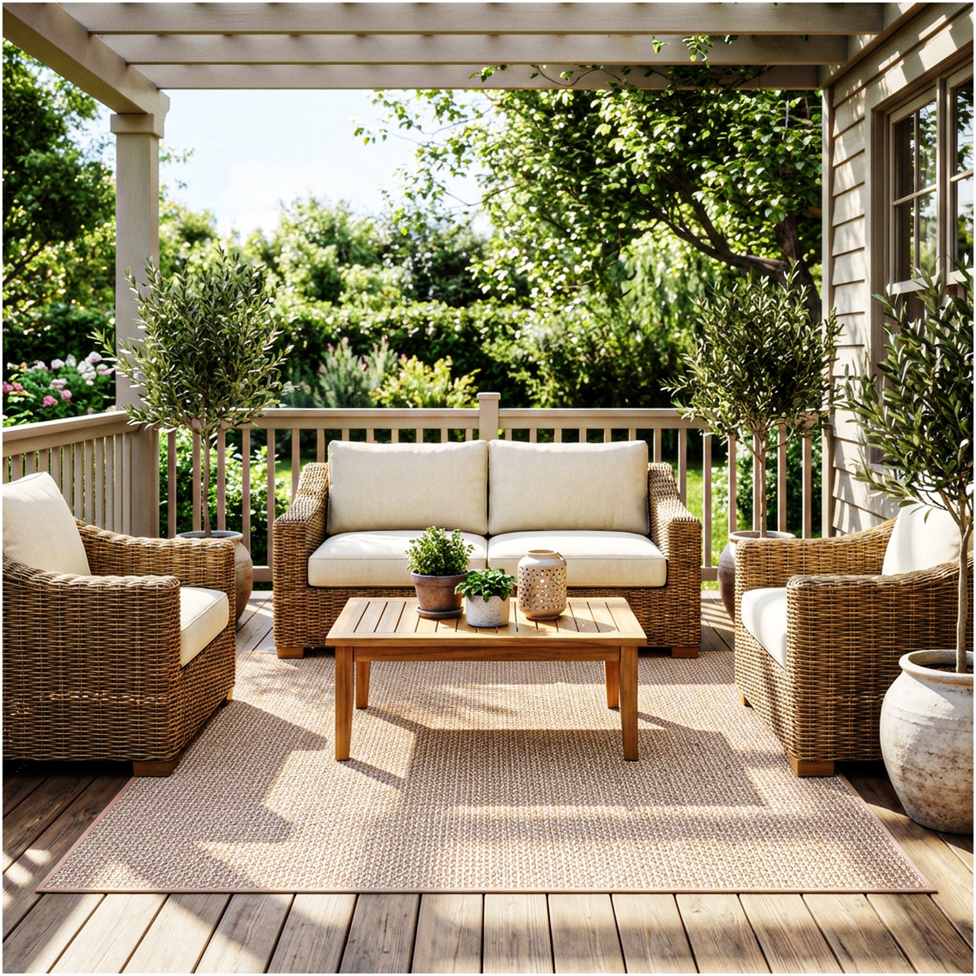 Berber Indoor-Outdoor Area Rug & Runner – Neutral Tones, Custom Sizes