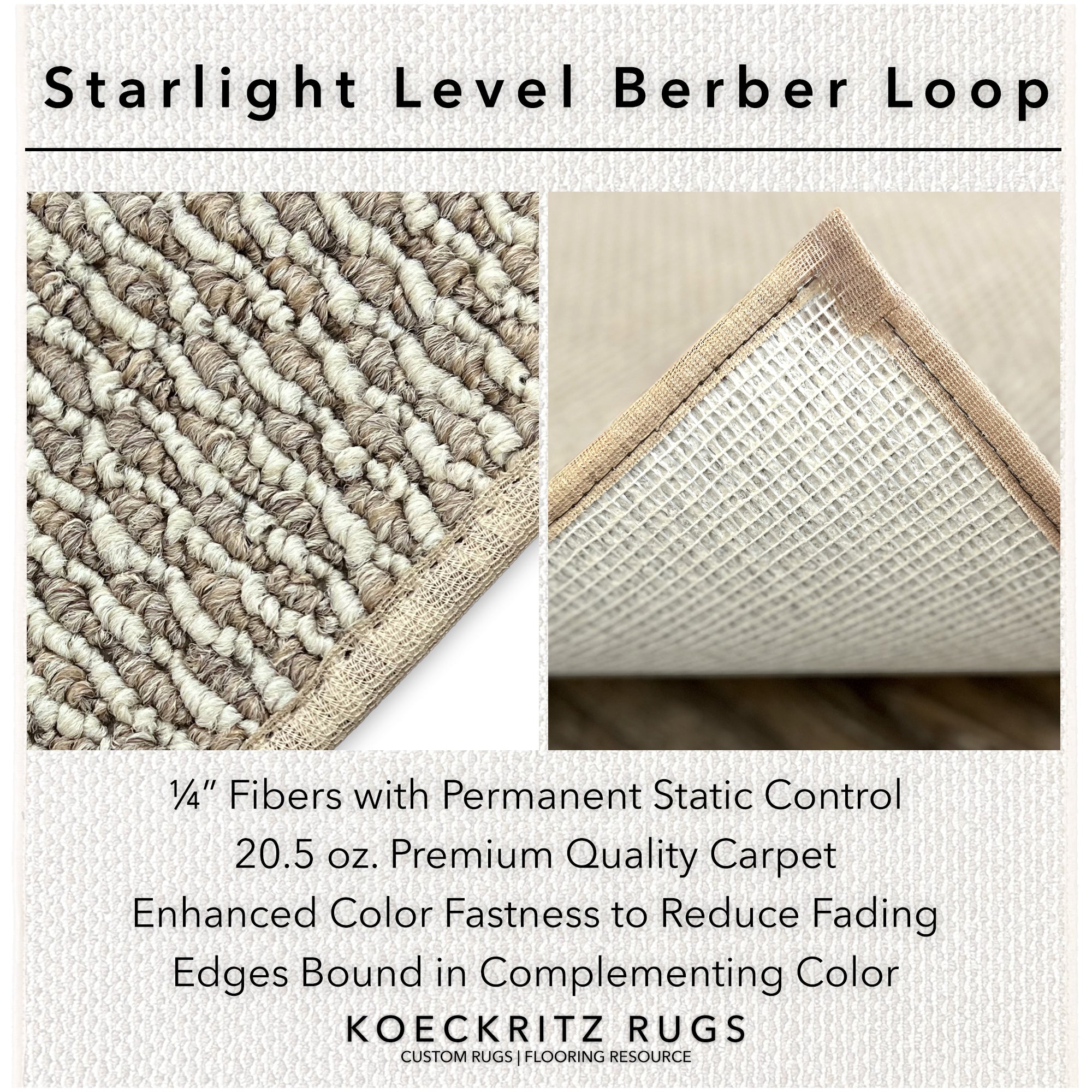 Starlight Level Berber Loop Indoor Area Rug Carpet Collection